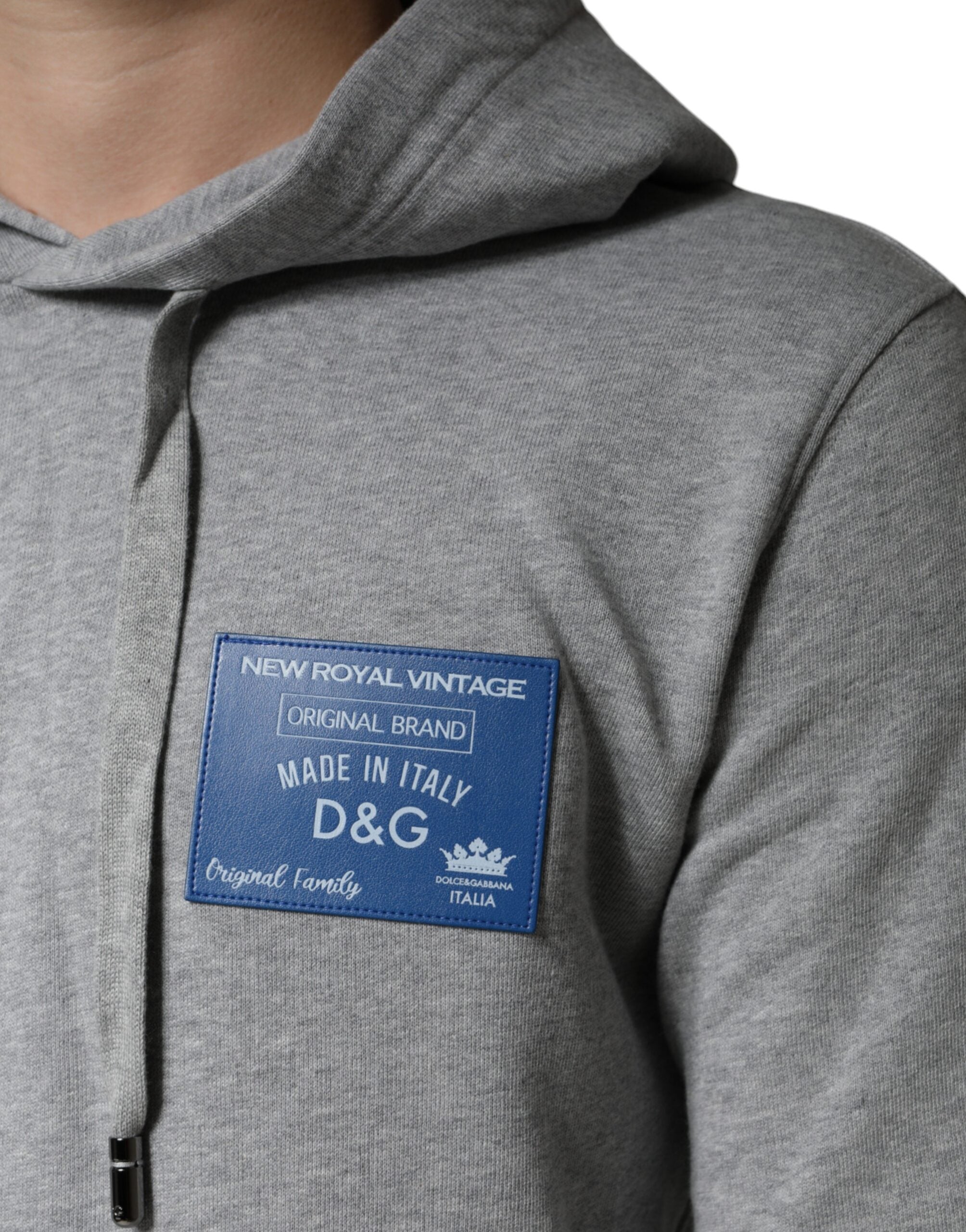 Hanorac cu glugă și logo din bumbac gri Dolce &amp; Gabbana