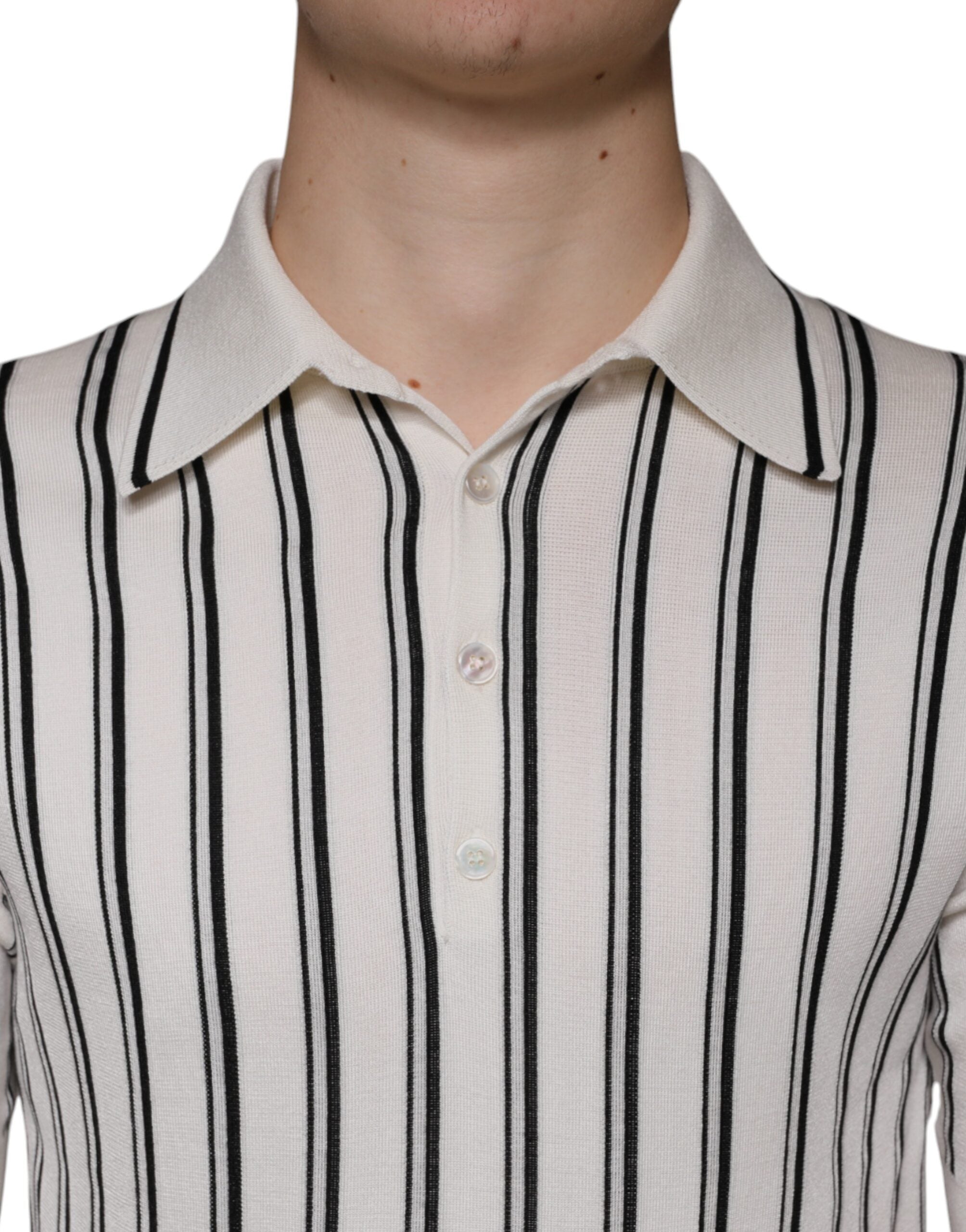 Tricou polo cu mânecă scurtă cu dungi albe și negre Dolce &amp; Gabbana