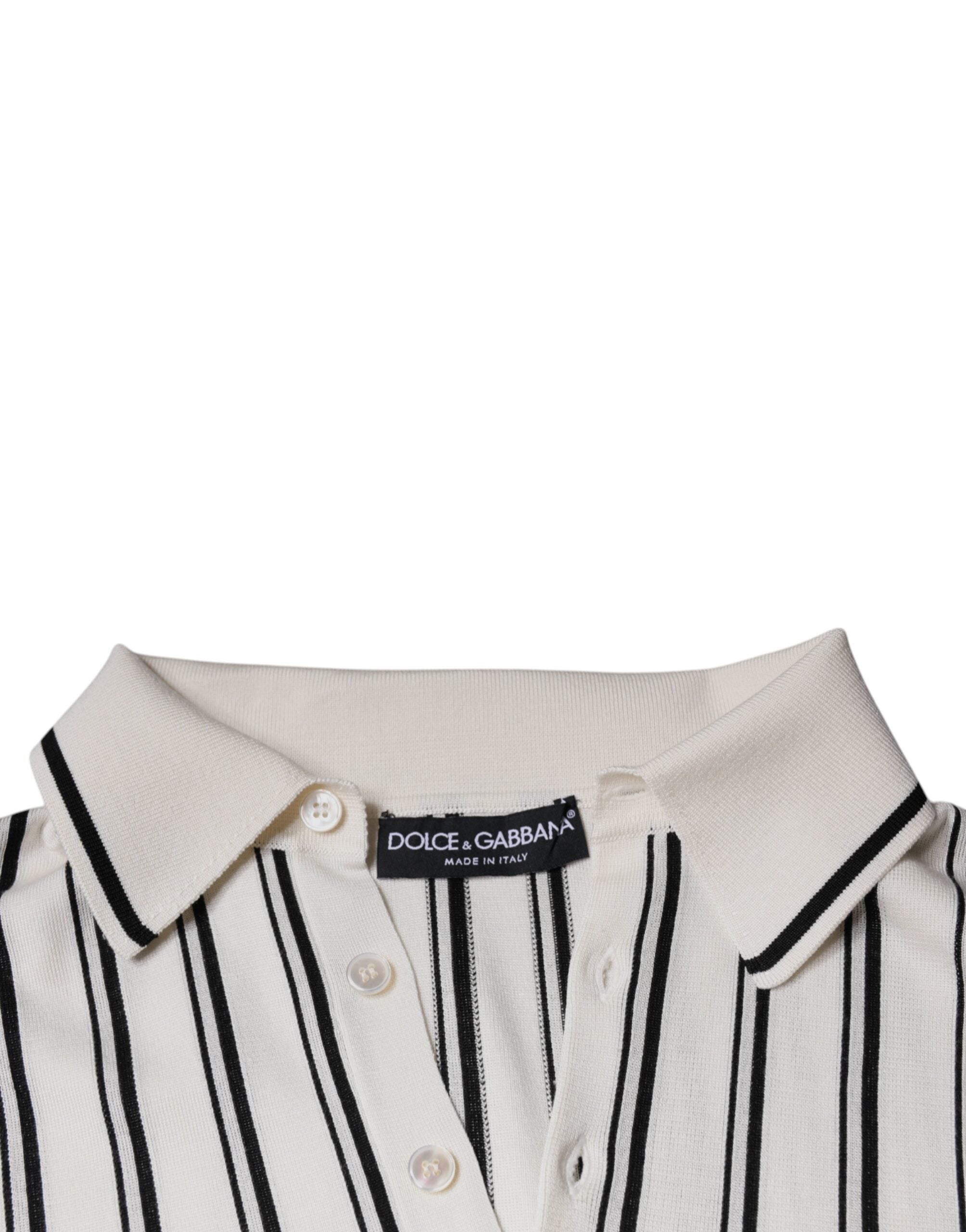 Tricou polo cu mânecă scurtă cu dungi albe și negre Dolce &amp; Gabbana