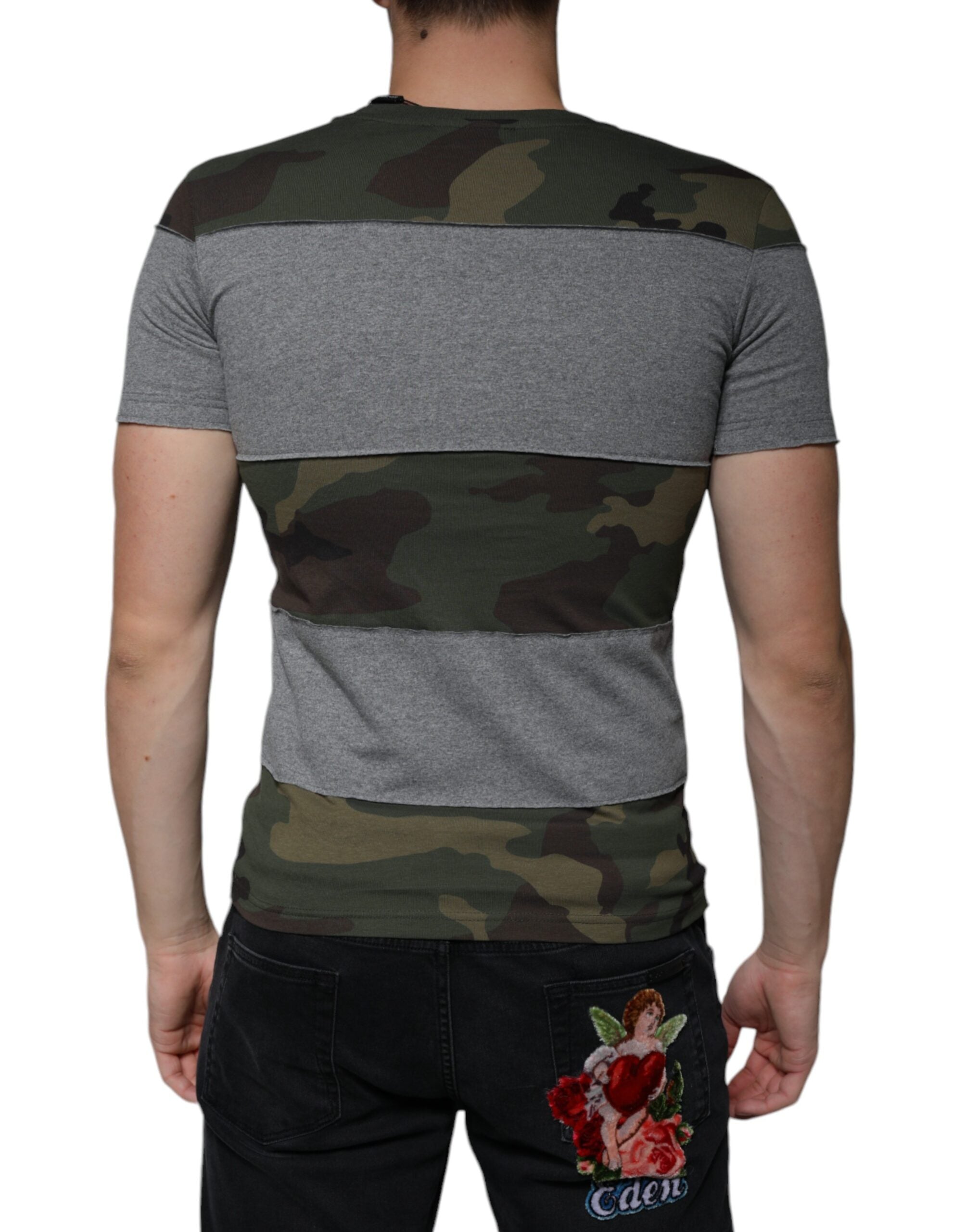 Tricou Dolce &amp; Gabbana cu guler rotund din bumbac multicolor camuflaj