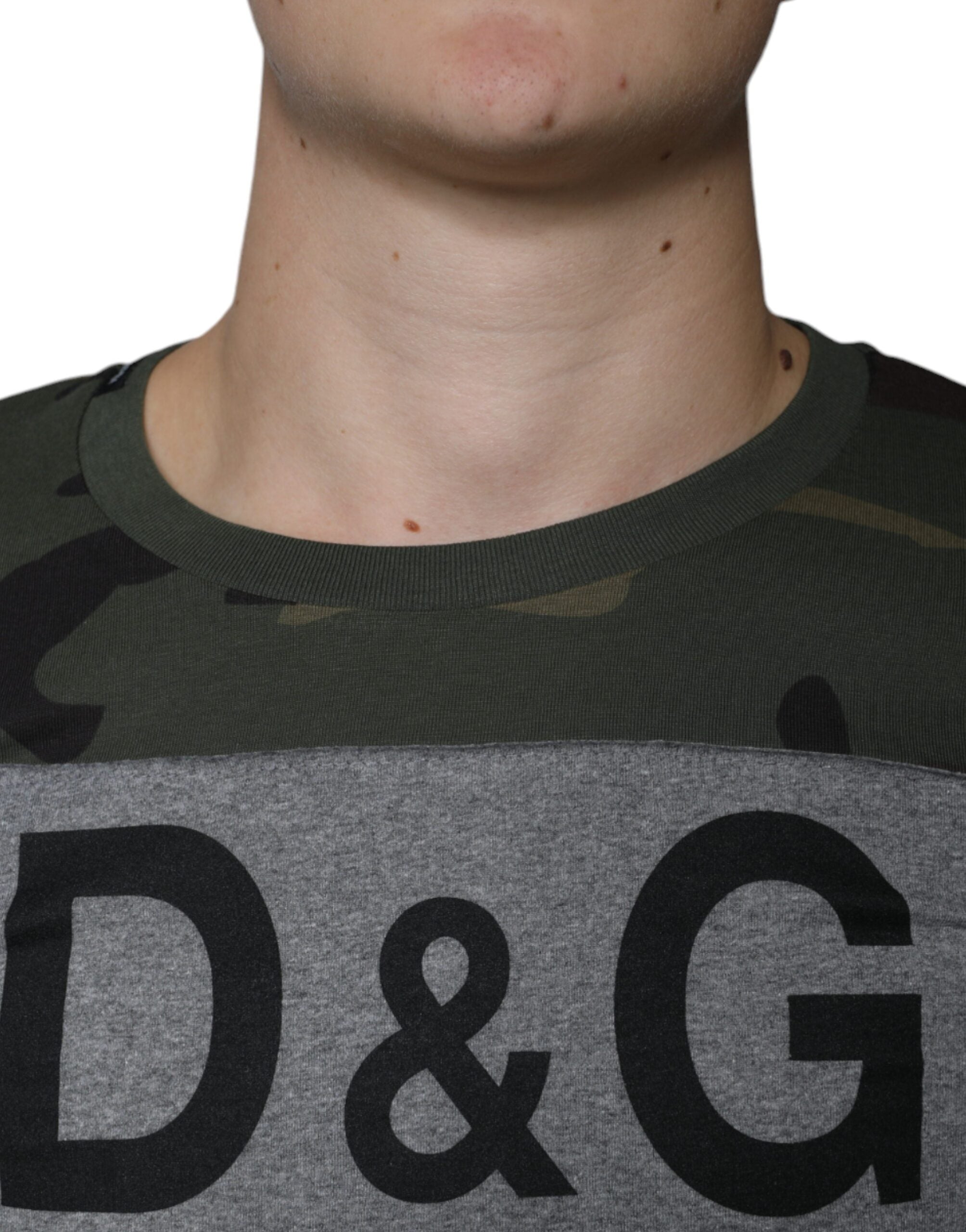 Tricou Dolce &amp; Gabbana cu guler rotund din bumbac multicolor camuflaj
