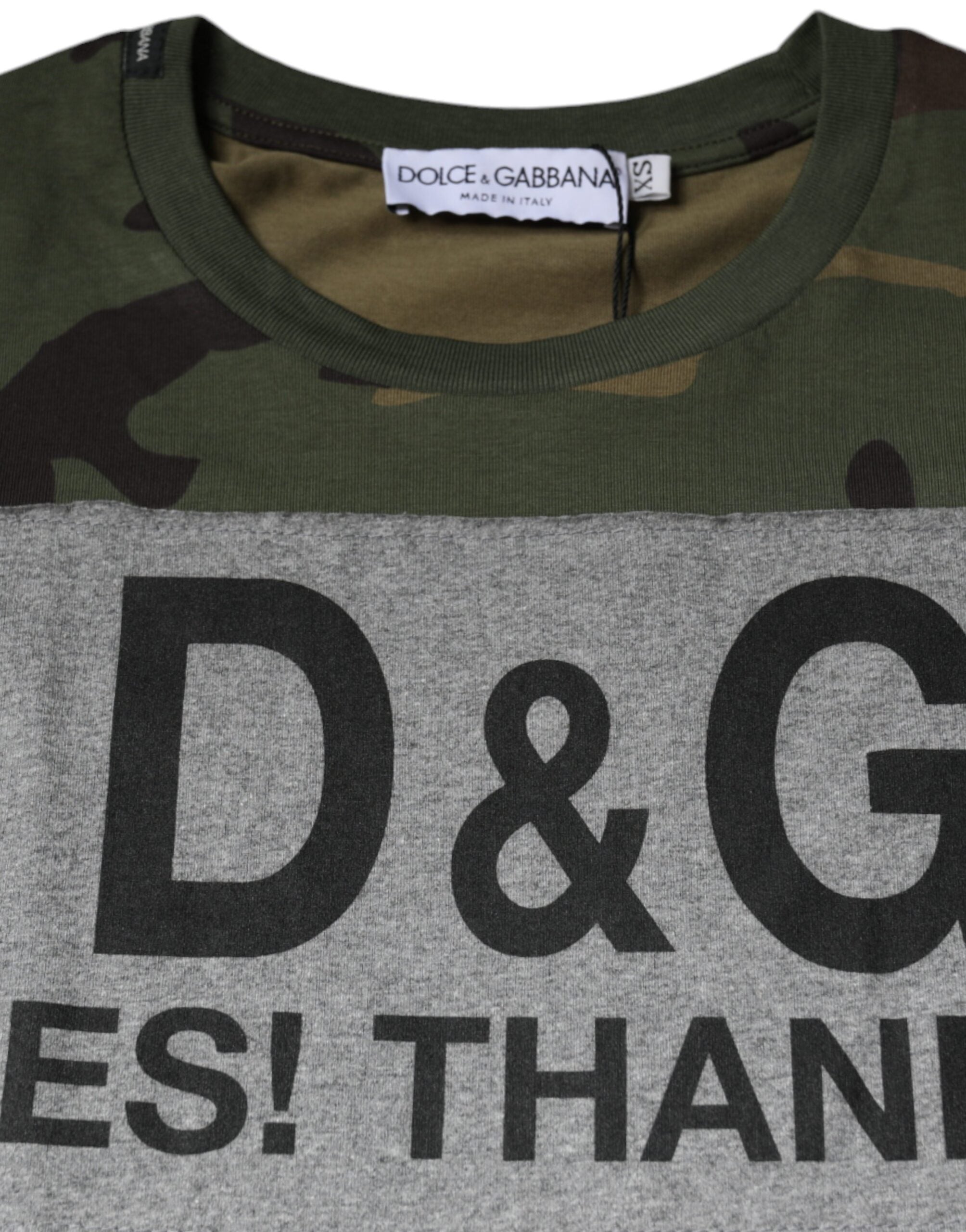 Tricou Dolce &amp; Gabbana cu guler rotund din bumbac multicolor camuflaj