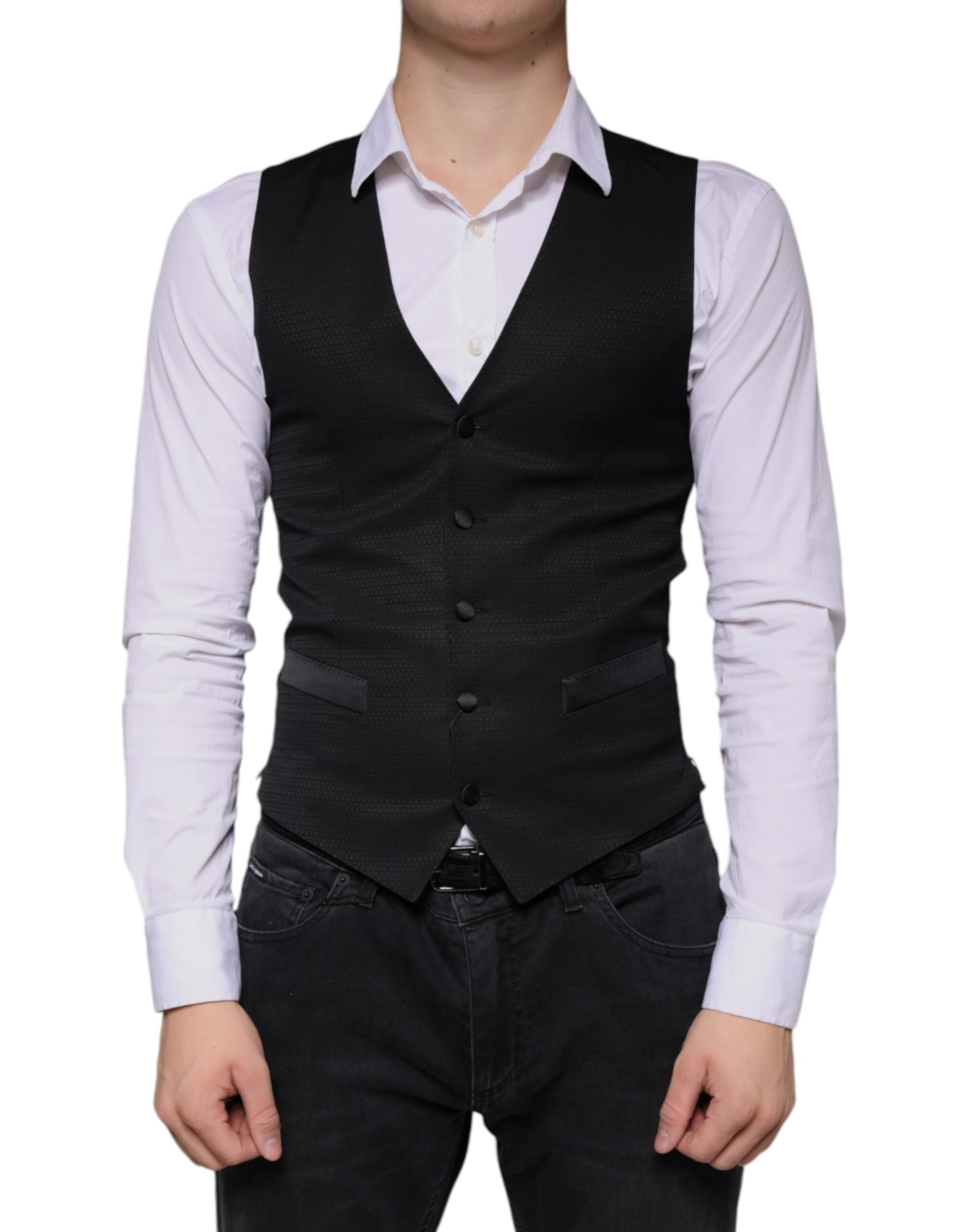 Vestă elegantă Dolce &amp; Gabbana din lână neagră