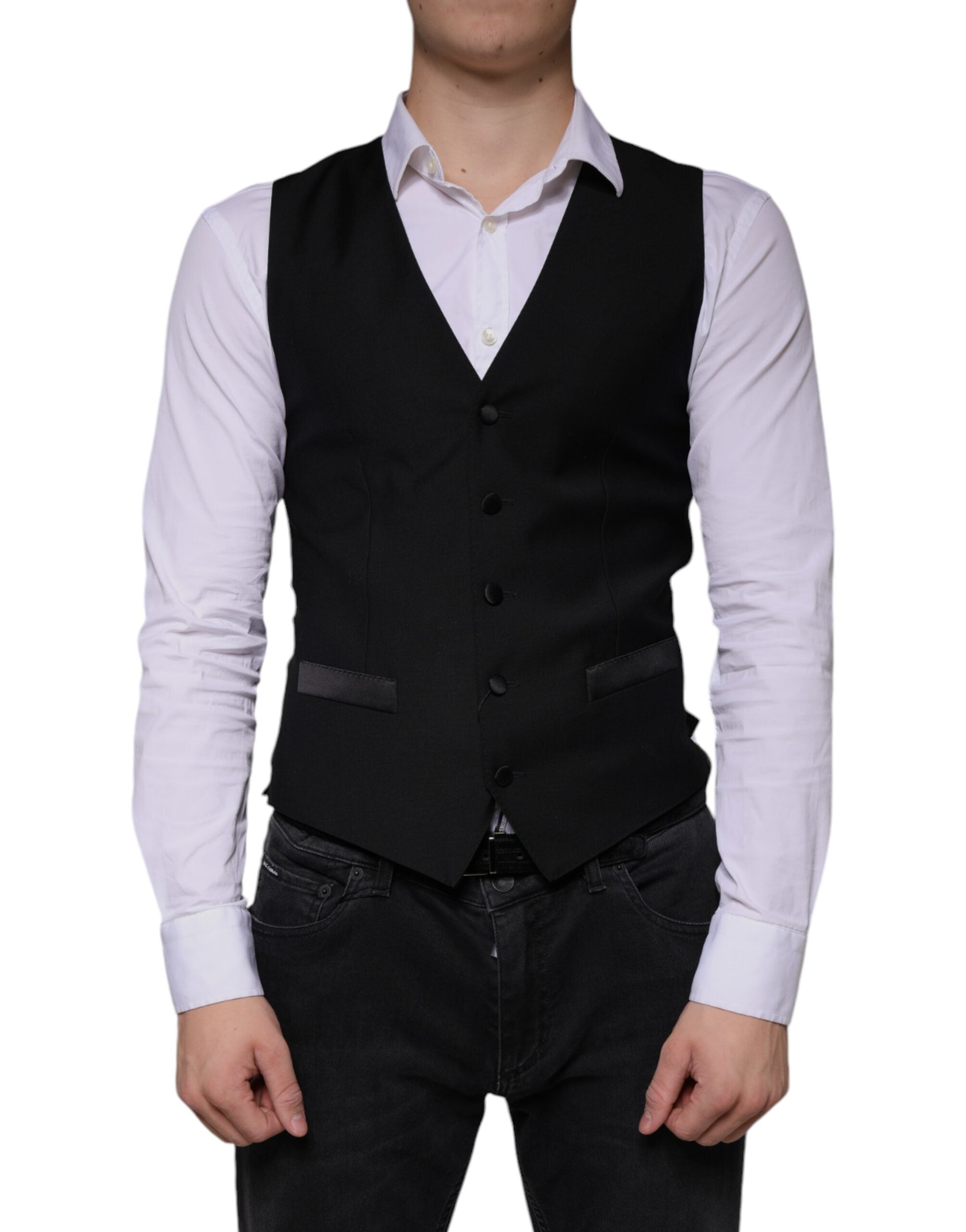 Vestă elegantă Dolce &amp; Gabbana din lână neagră