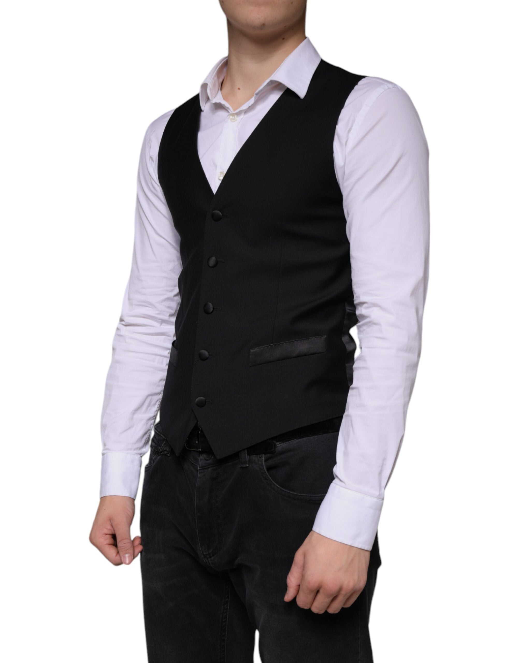 Vestă elegantă Dolce &amp; Gabbana din lână neagră