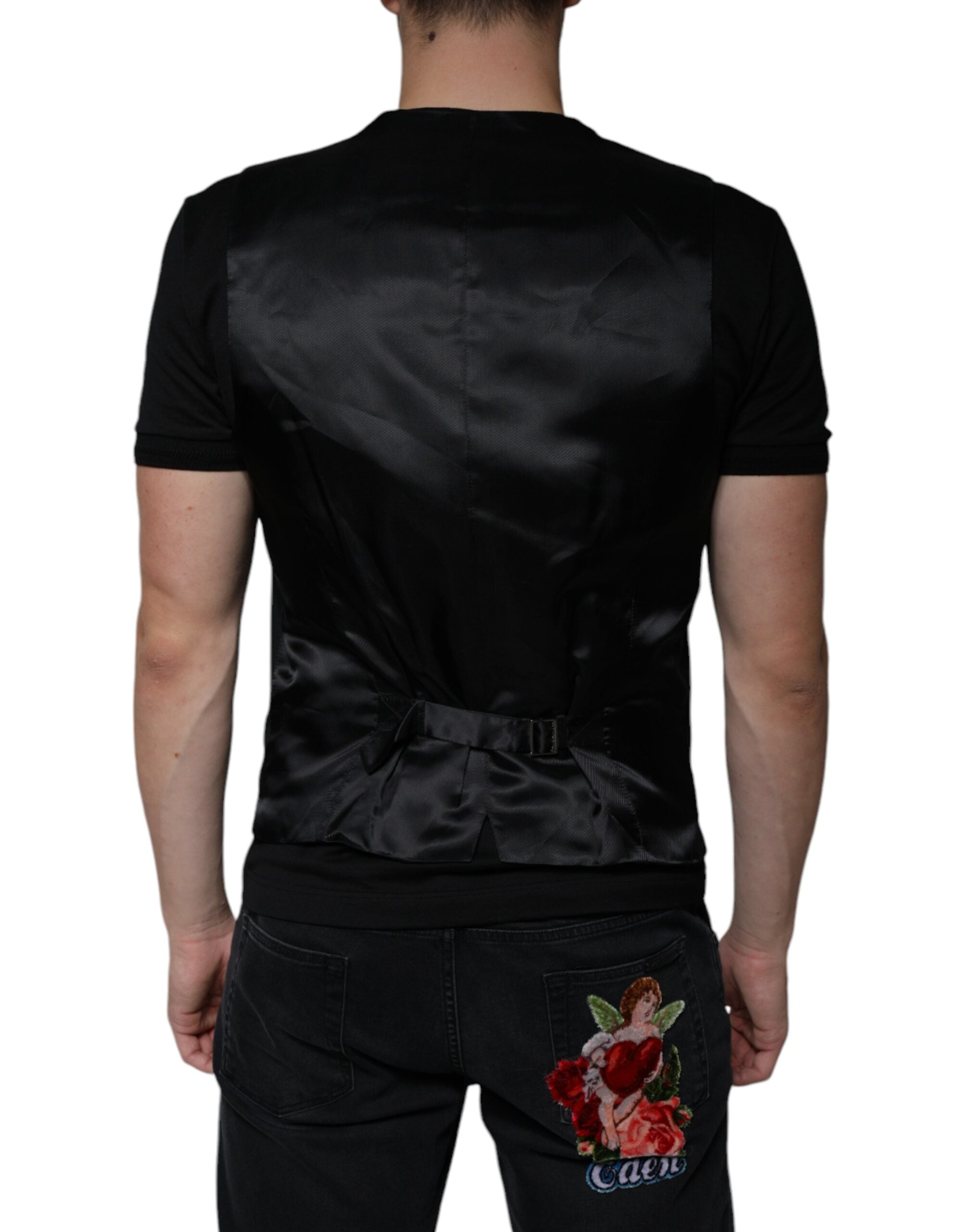 Dolce &amp; Gabbana Rochie elegantă din lână neagră pentru bărbați, vestă