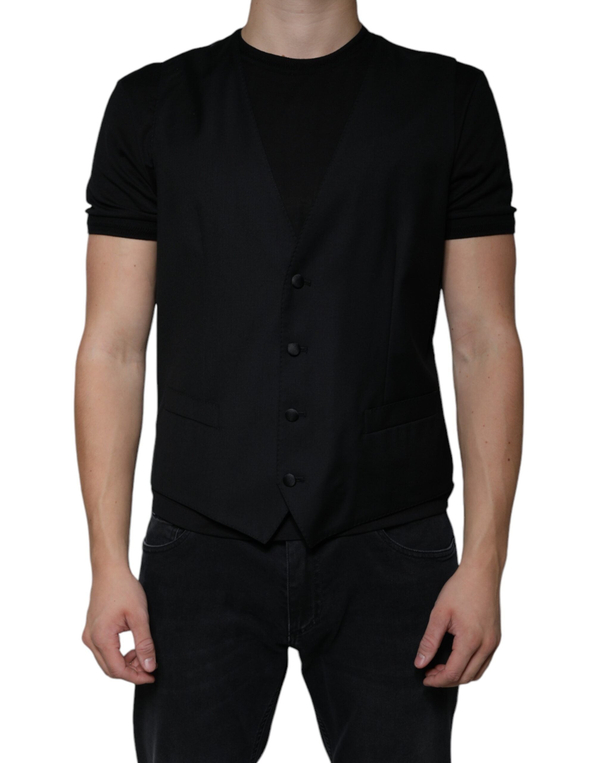 Vestă elegantă Dolce &amp; Gabbana din lână neagră