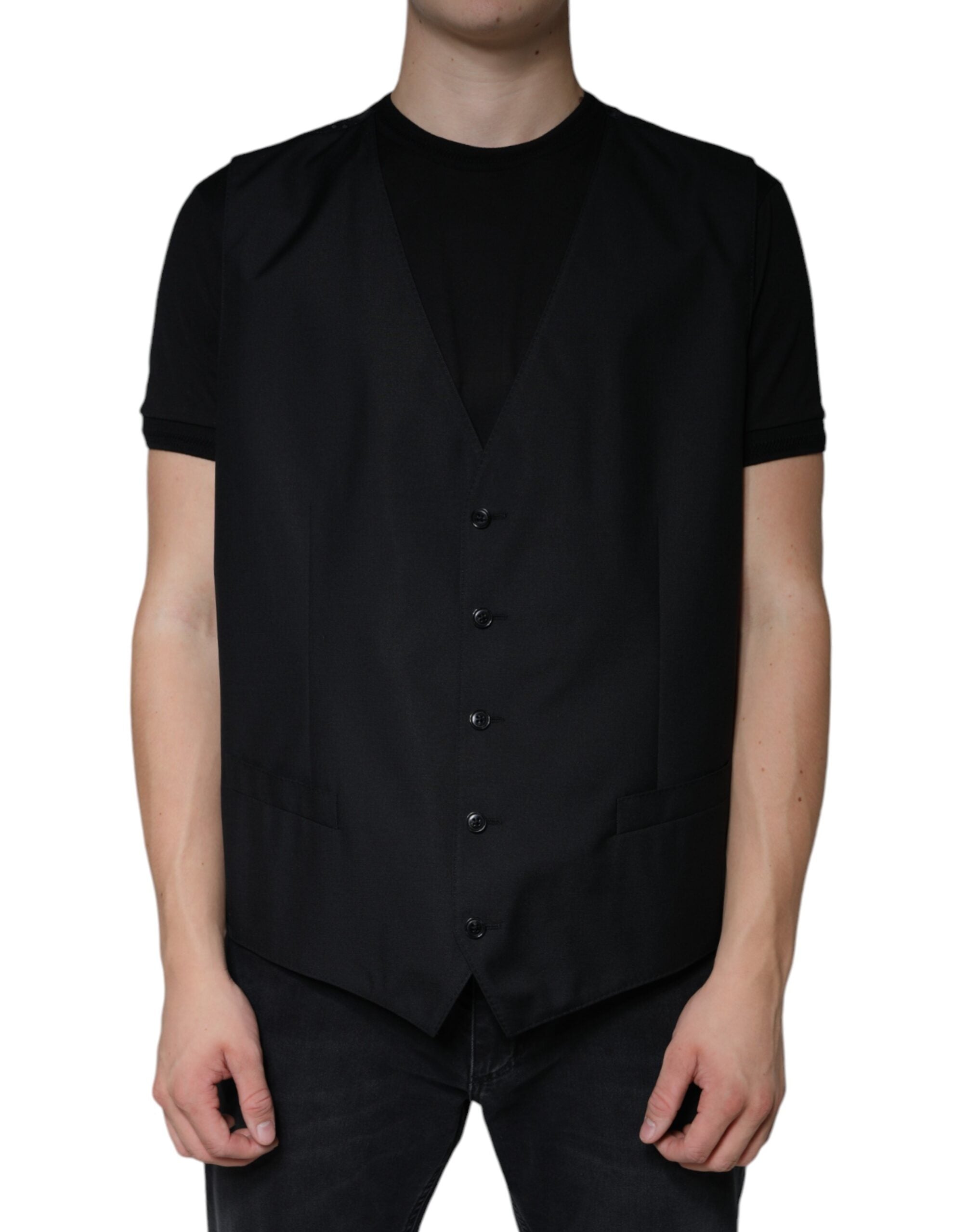 Vestă elegantă Dolce &amp; Gabbana din lână neagră