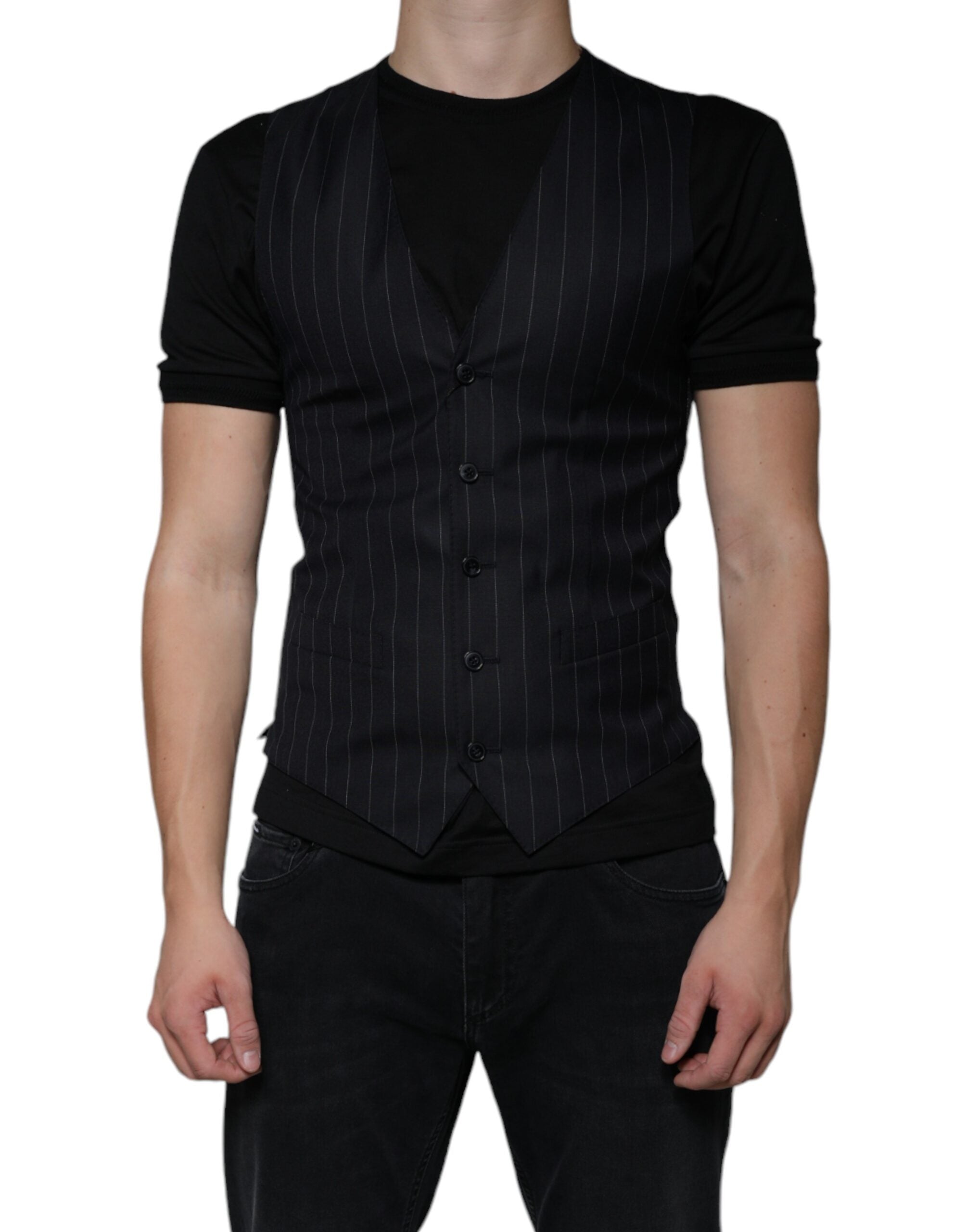 Vestă elegantă Dolce &amp; Gabbana din piele neagră