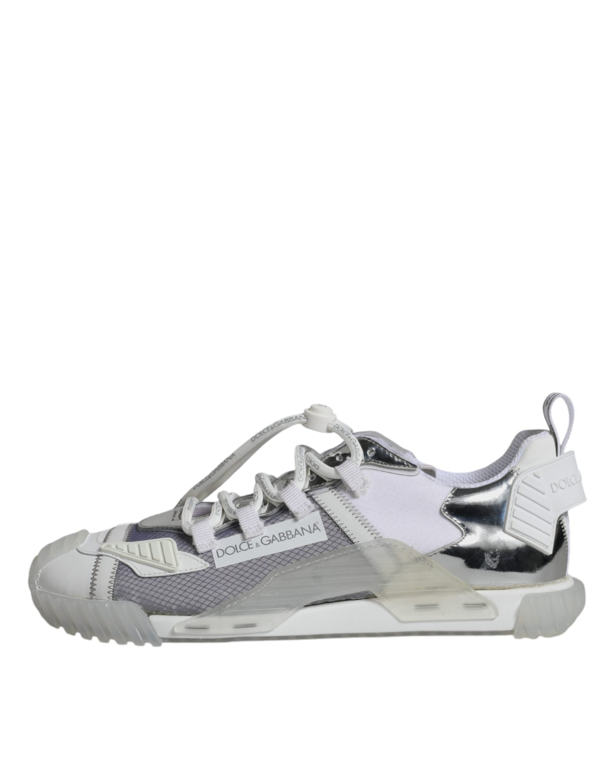 Dolce &amp; Gabbana Weiß Silber Low Top NS1 Sneakers Schuhe