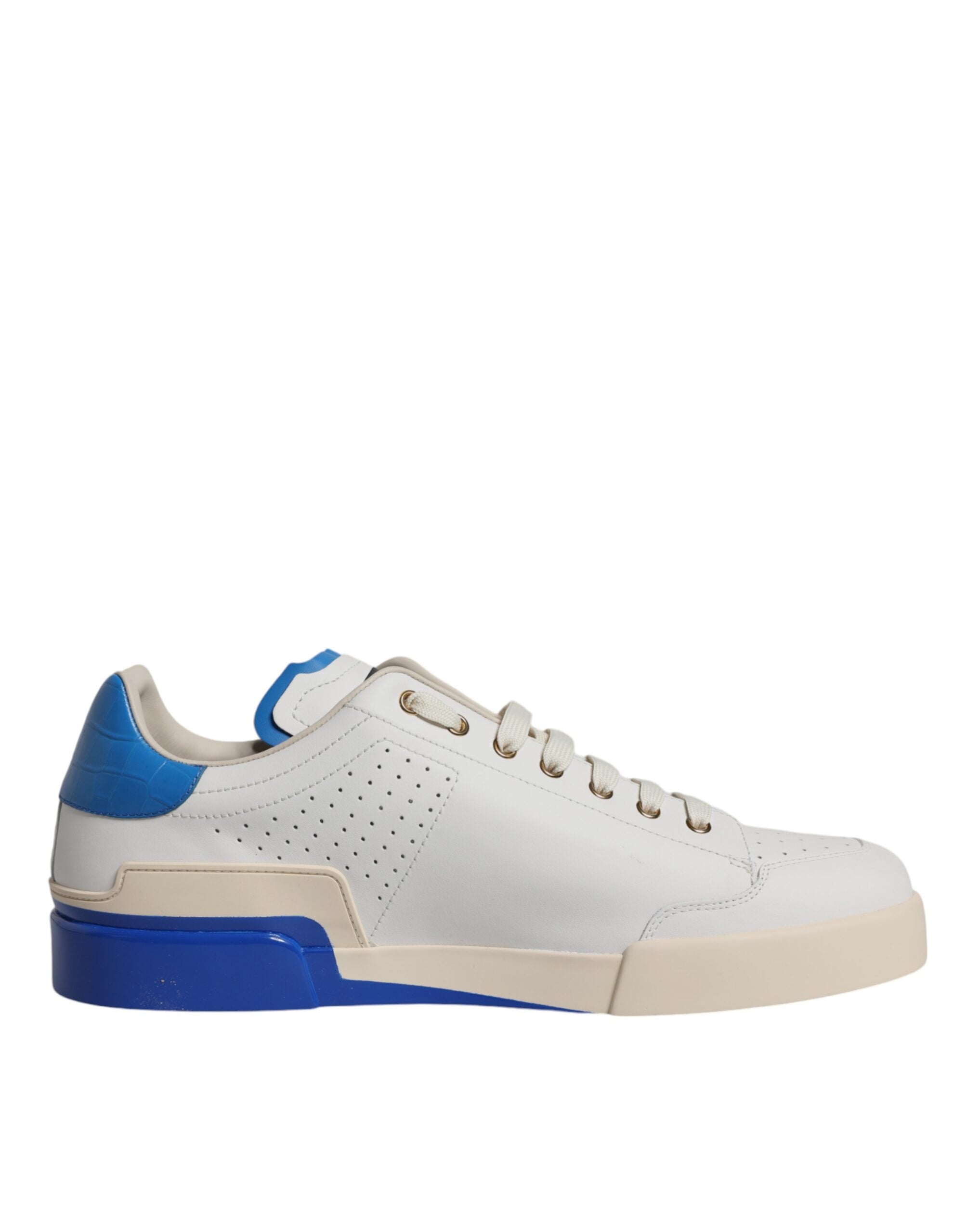 Dolce &amp; Gabbana Weiß Blau Perforierte Low Top Sneakers Schuhe