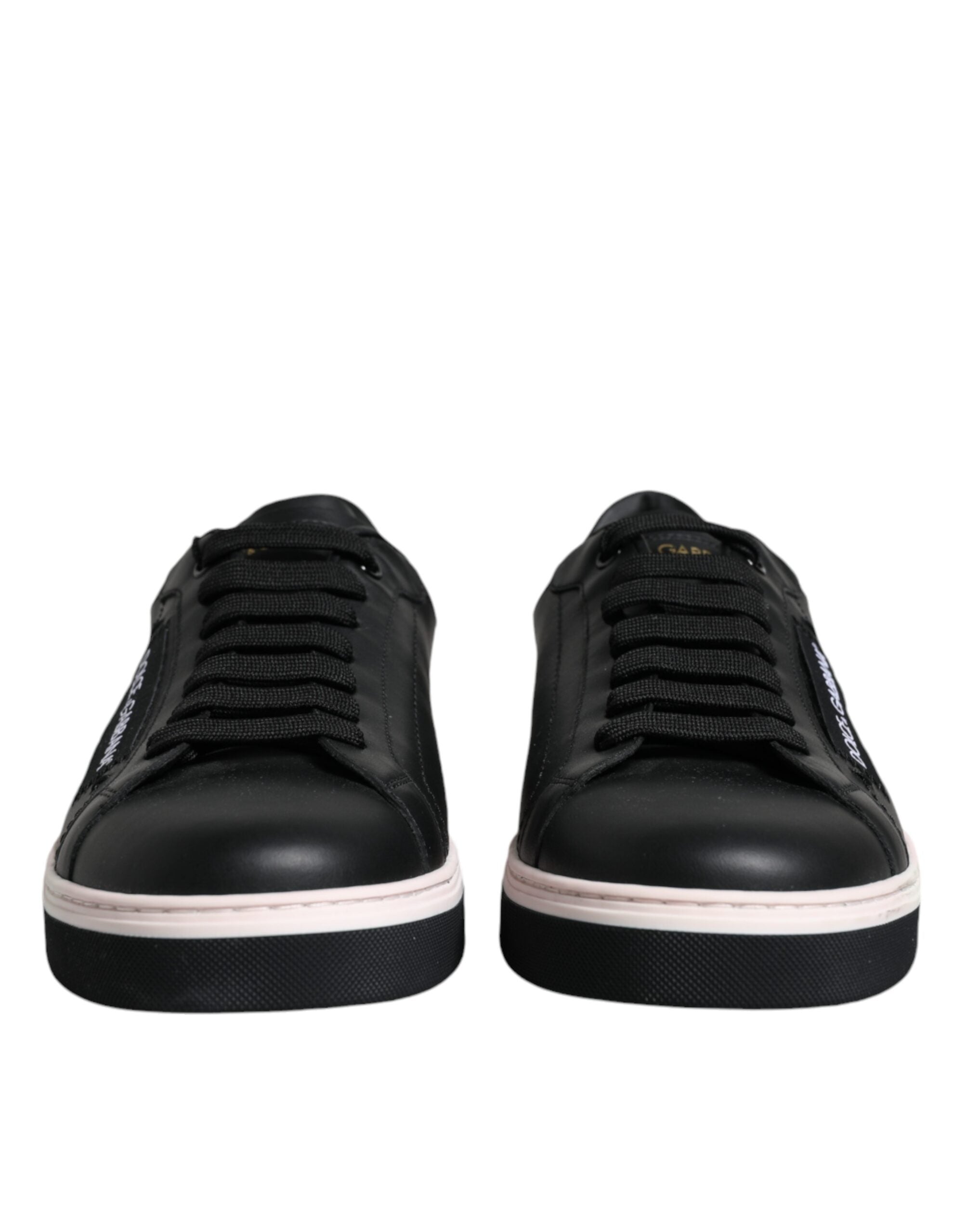 Dolce &amp; Gabbana Schwarze Leder Low Top Herren Sneakers Schuhe