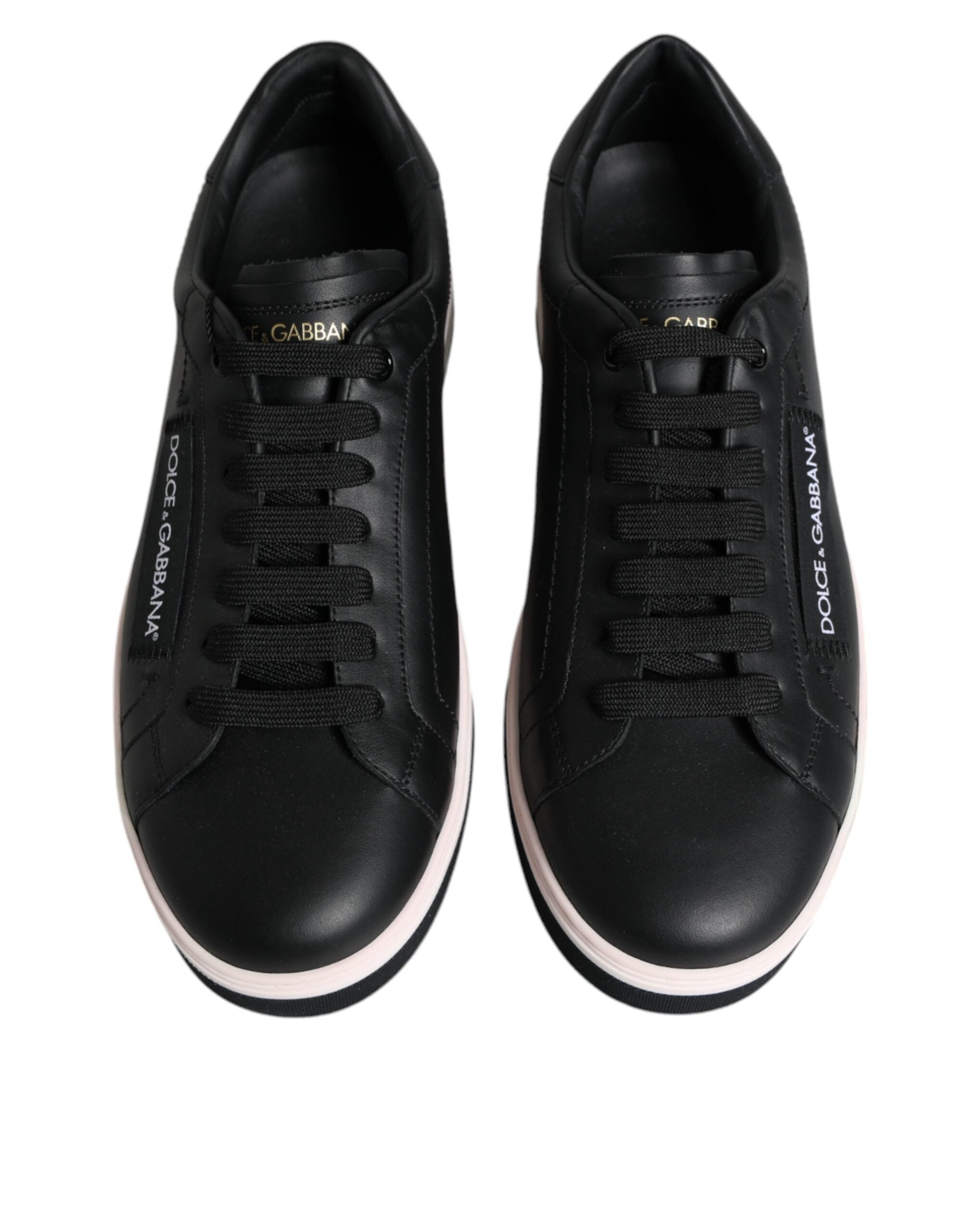 Dolce &amp; Gabbana Schwarze Leder Low Top Herren Sneakers Schuhe