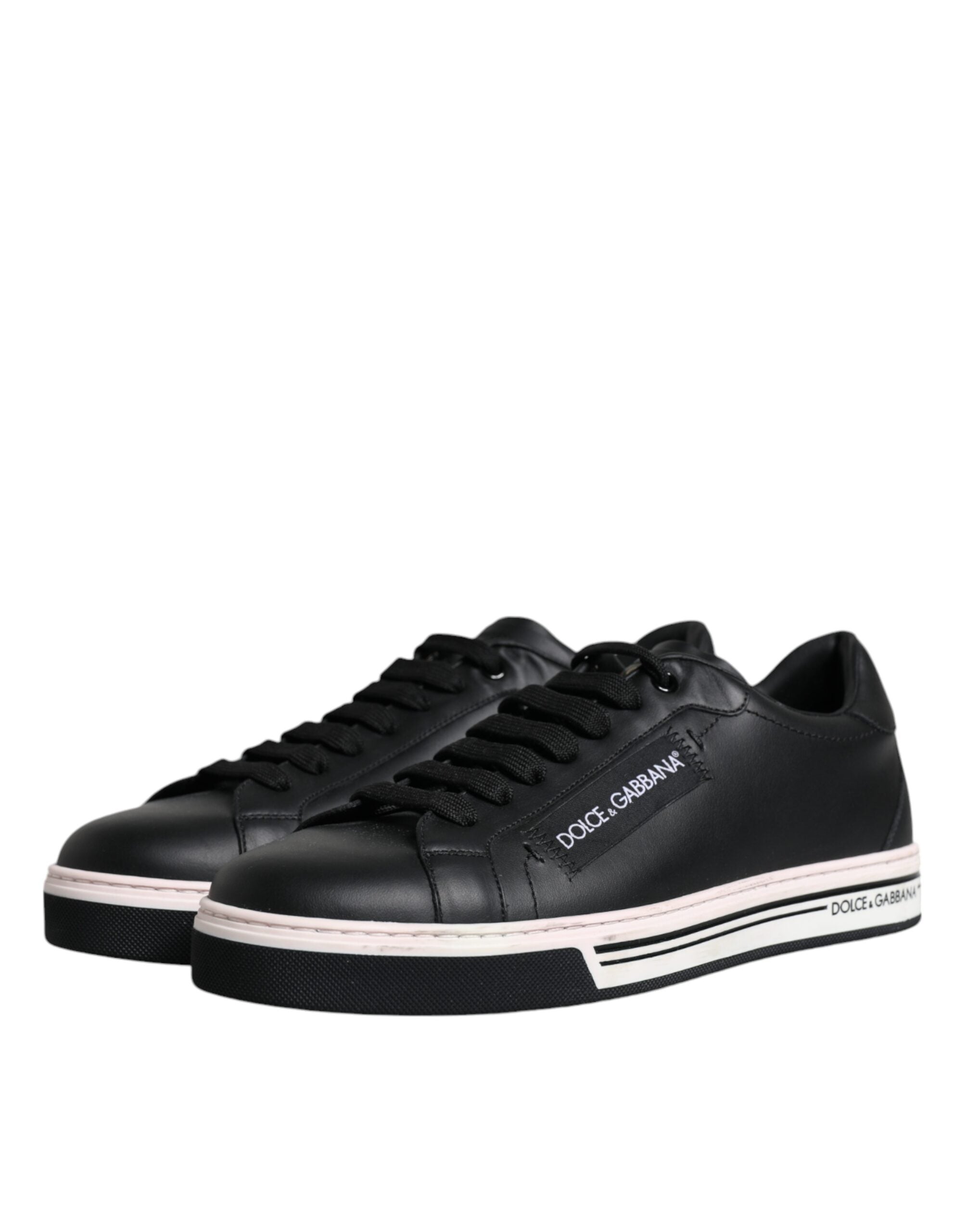 Dolce &amp; Gabbana Schwarze Leder Low Top Herren Sneakers Schuhe