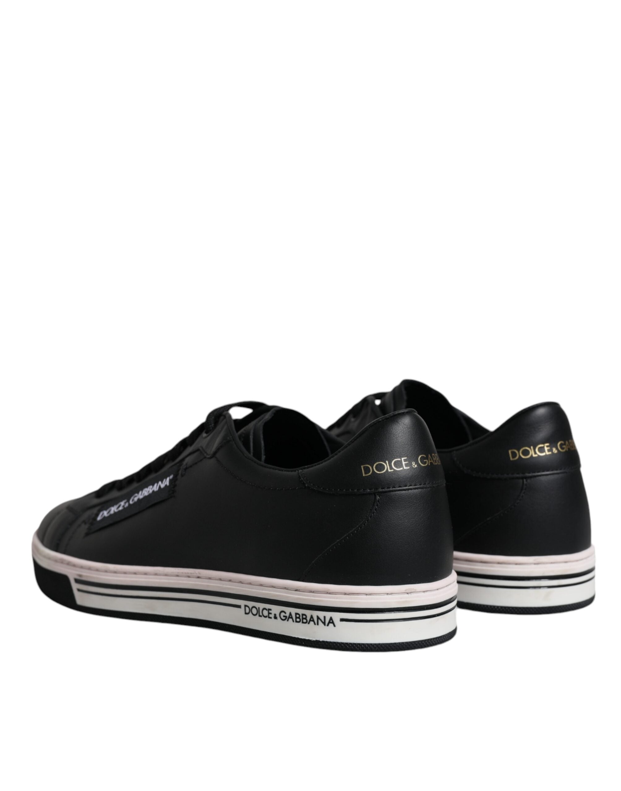 Dolce &amp; Gabbana Schwarze Leder Low Top Herren Sneakers Schuhe