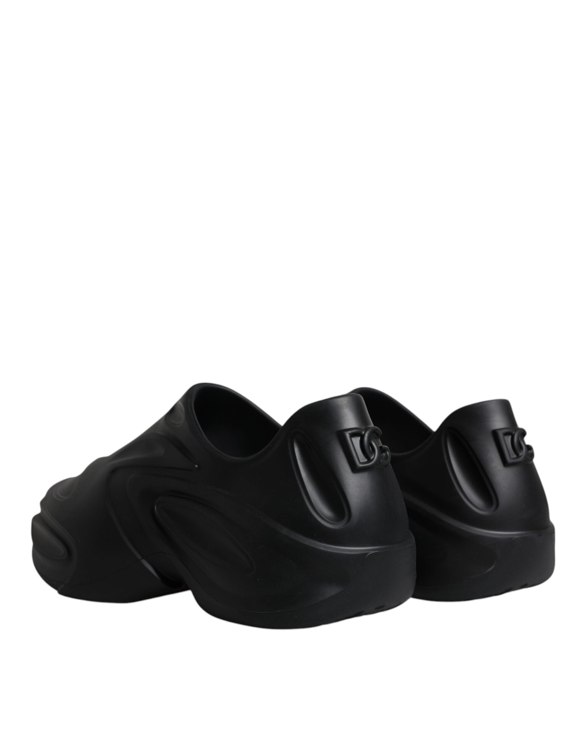 Dolce &amp; Gabbana – Schwarze, folierte Gummi-Toy-Sneakers mit niedrigem Schaft