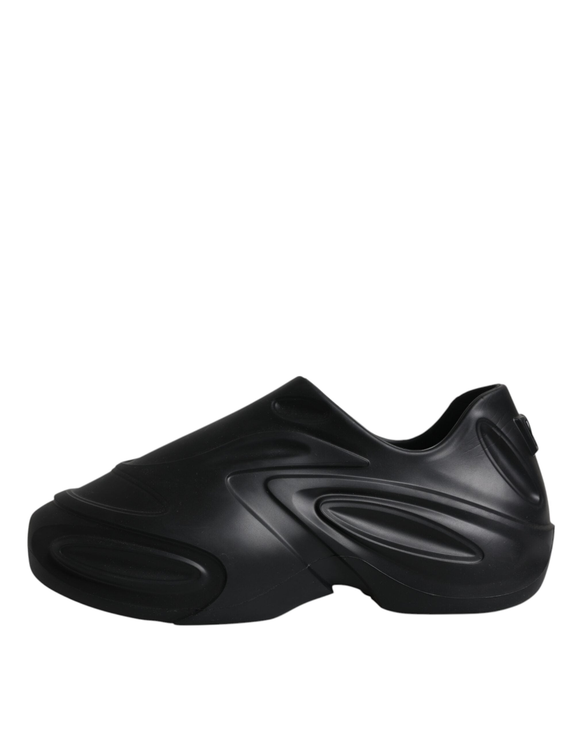 Dolce &amp; Gabbana – Schwarze, folierte Gummi-Toy-Sneakers mit niedrigem Schaft