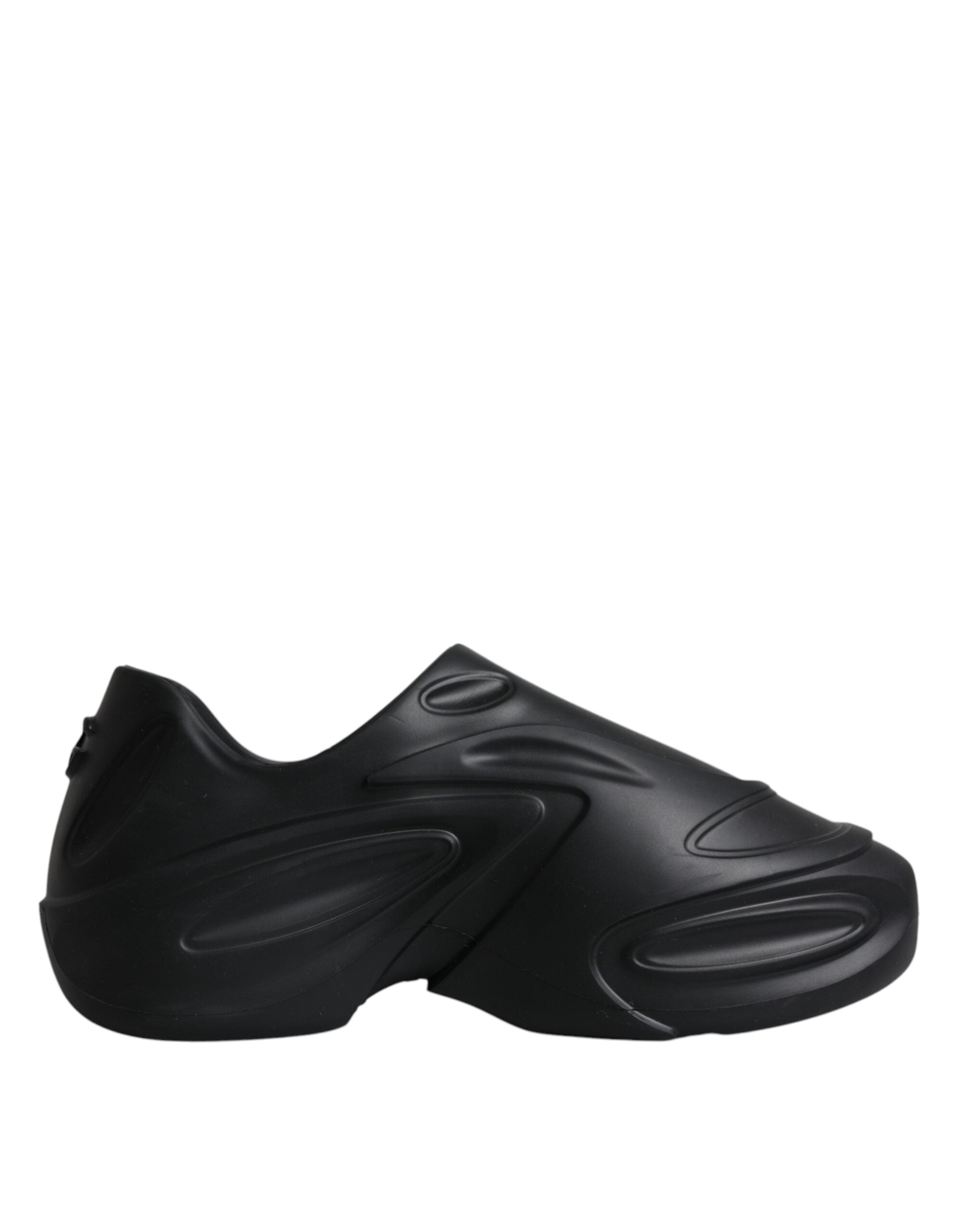 Dolce &amp; Gabbana – Schwarze, folierte Gummi-Toy-Sneakers mit niedrigem Schaft