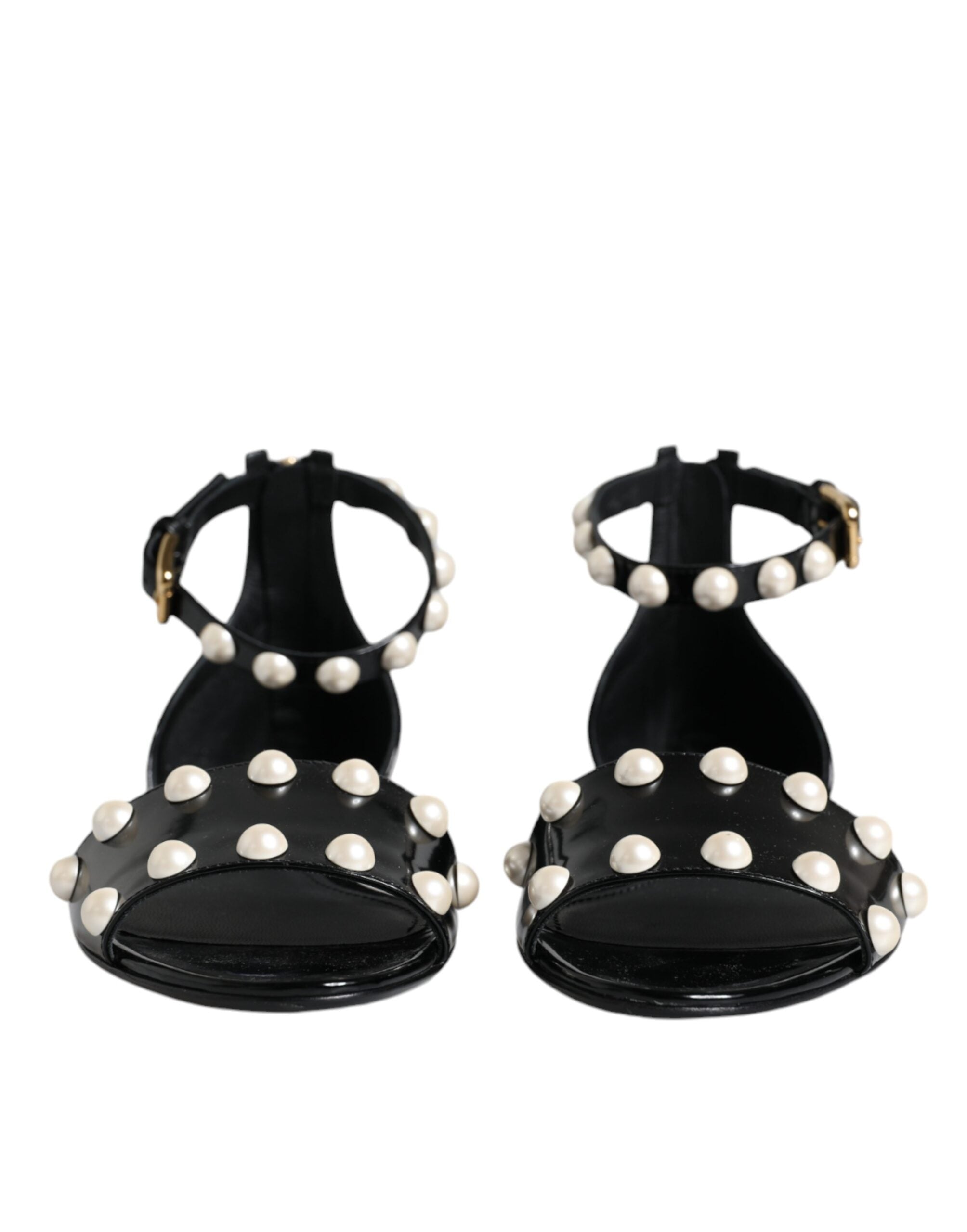 Dolce &amp; Gabbana – Sandalen mit Knöchelriemen und Perlen in Schwarz
