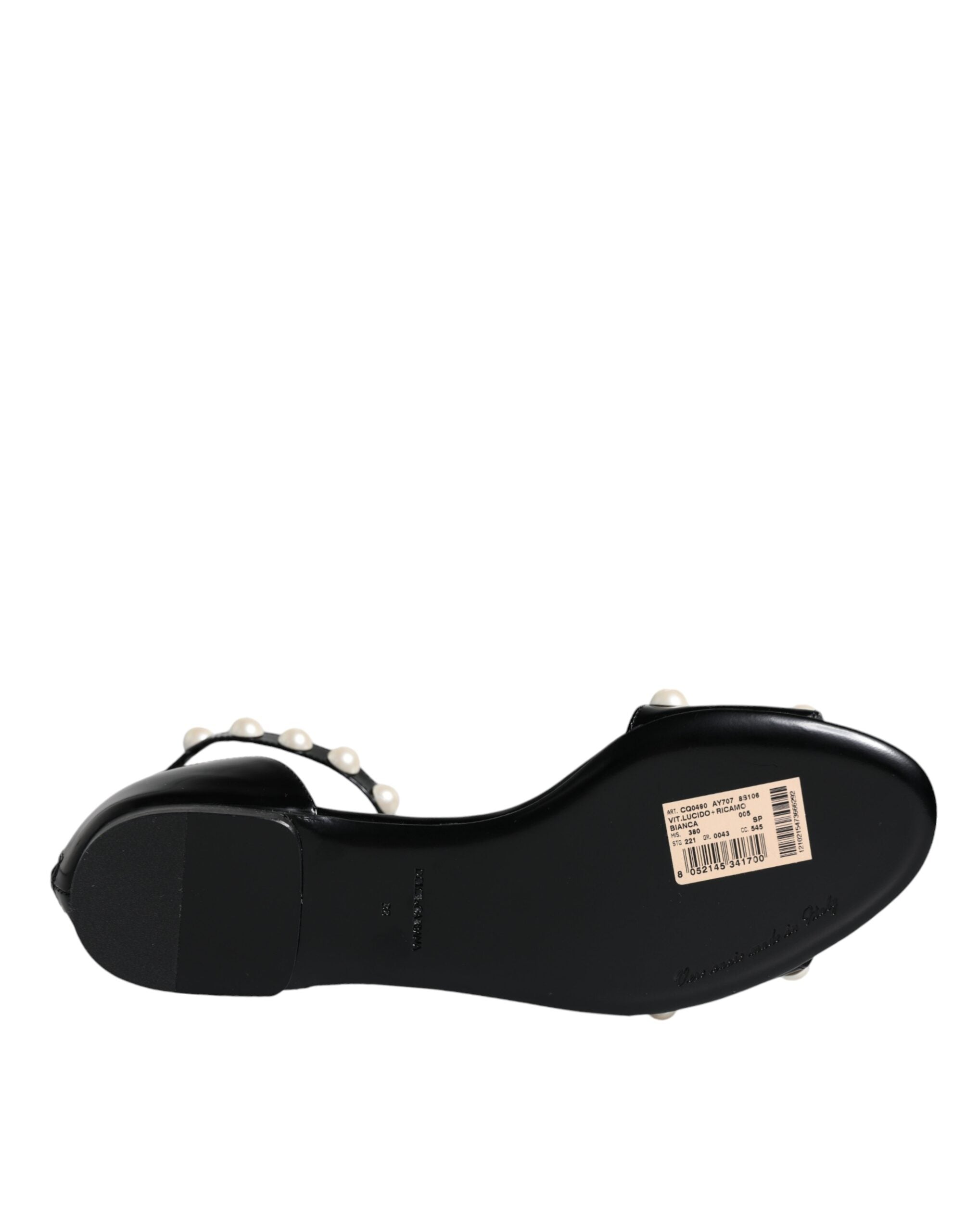 Dolce &amp; Gabbana – Sandalen mit Knöchelriemen und Perlen in Schwarz