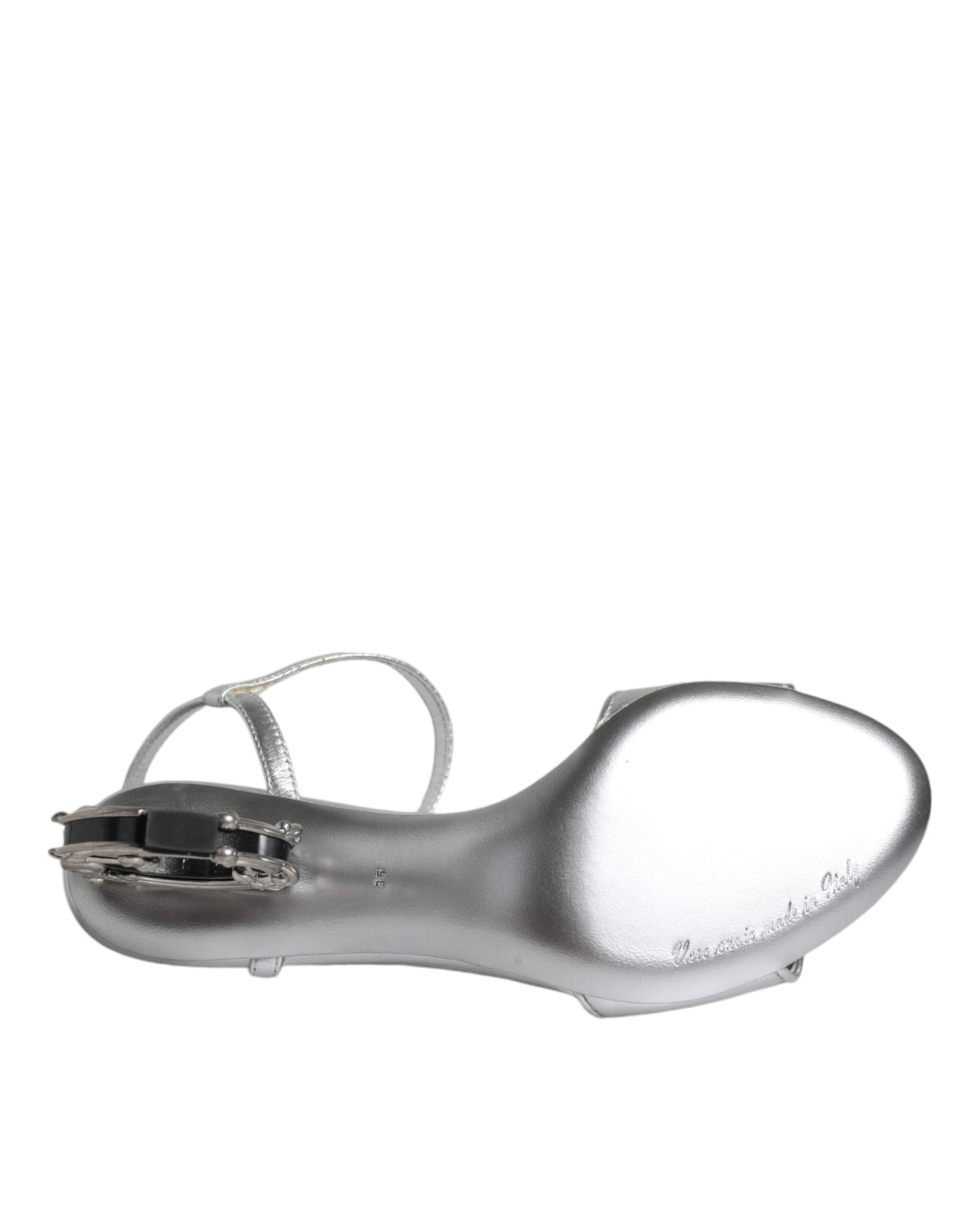 Dolce &amp; Gabbana Silber KEIRA Heels Knöchelriemen Sandalen Schuhe