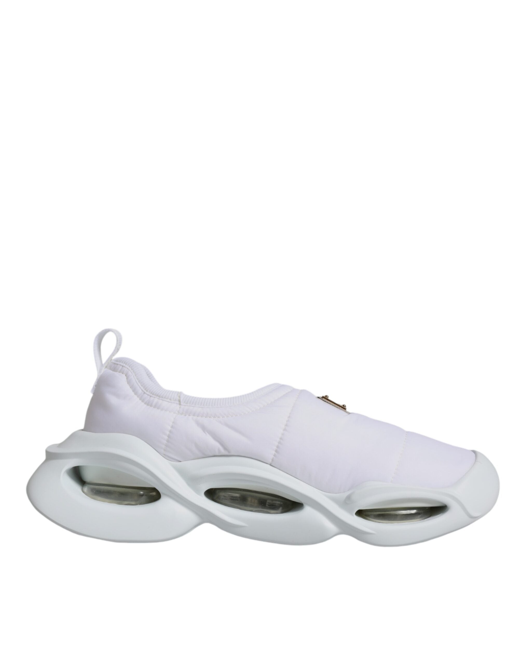 Dolce &amp; Gabbana – Weiße, gepolsterte Low-Top-Sneakers aus Stoff