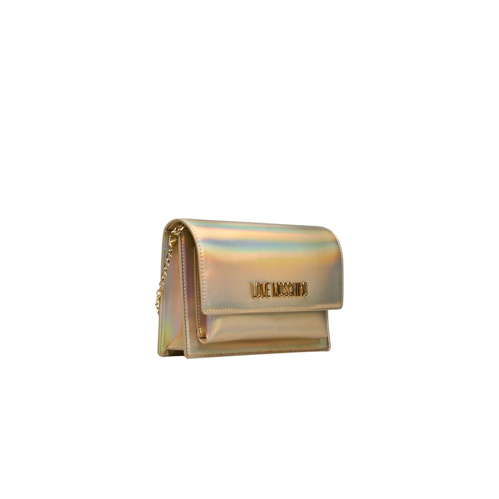 Love Moschino – Goldfarbene Umhängetasche aus Polyethylen für Damen