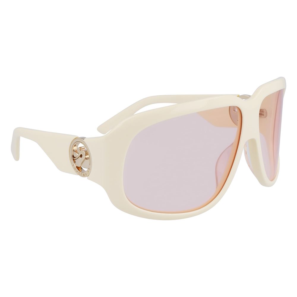 Longchamp – Weiße Sonnenbrille aus Kalbshaar