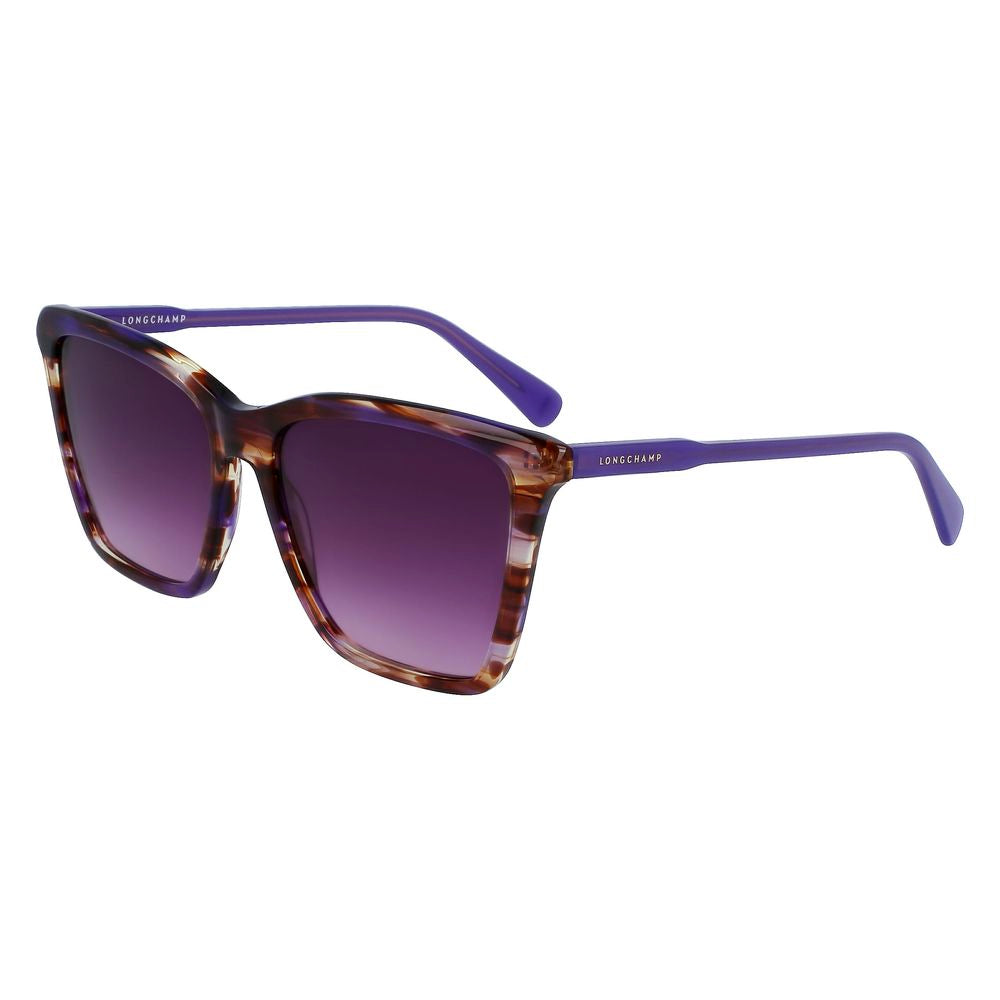 Longchamp – Lilafarbene Sonnenbrille aus Kalbshaar