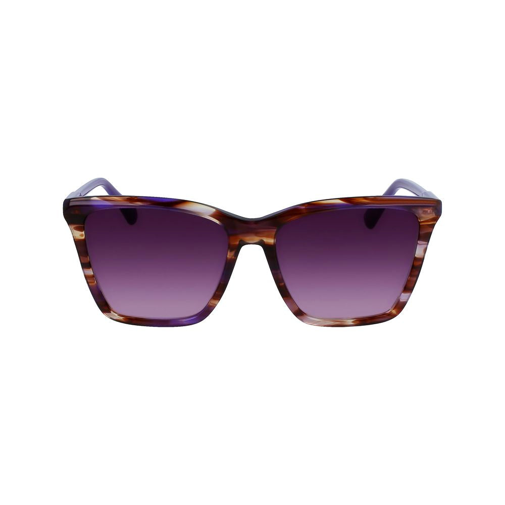 Longchamp – Lilafarbene Sonnenbrille aus Kalbshaar