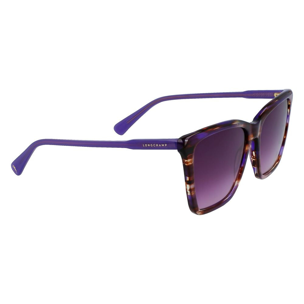 Longchamp – Lilafarbene Sonnenbrille aus Kalbshaar