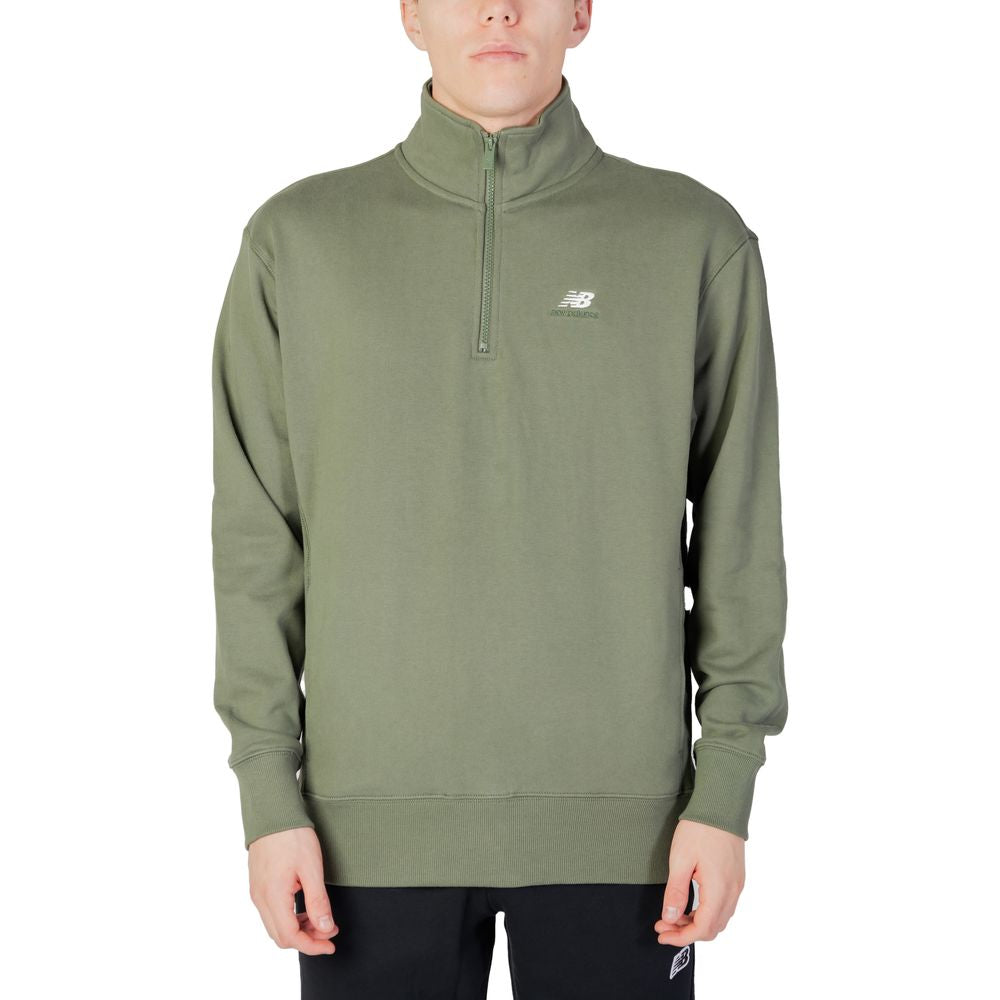 Pulover New Balance verde din bumbac