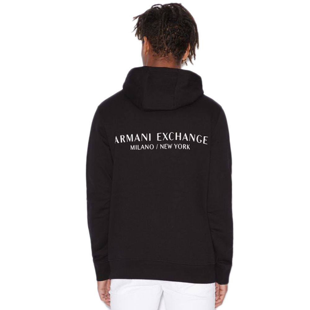 Armani Exchange – Schwarzer Kapuzenpullover aus Baumwolle