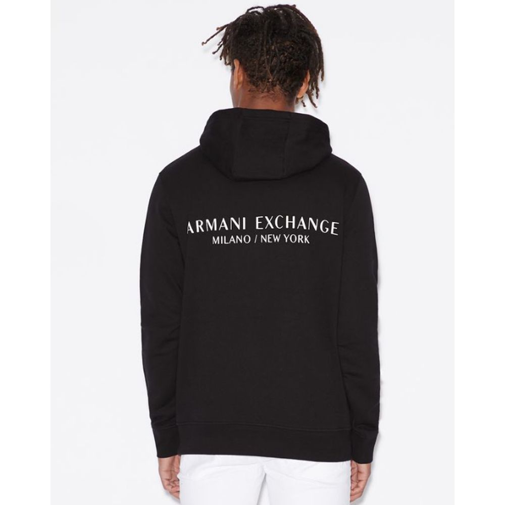 Armani Exchange – Schwarzer Kapuzenpullover aus Baumwolle