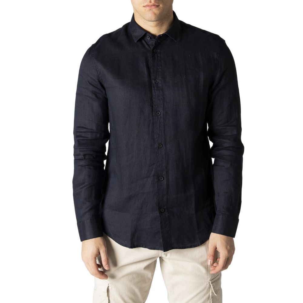 Armani Exchange – Blaues Leinenhemd