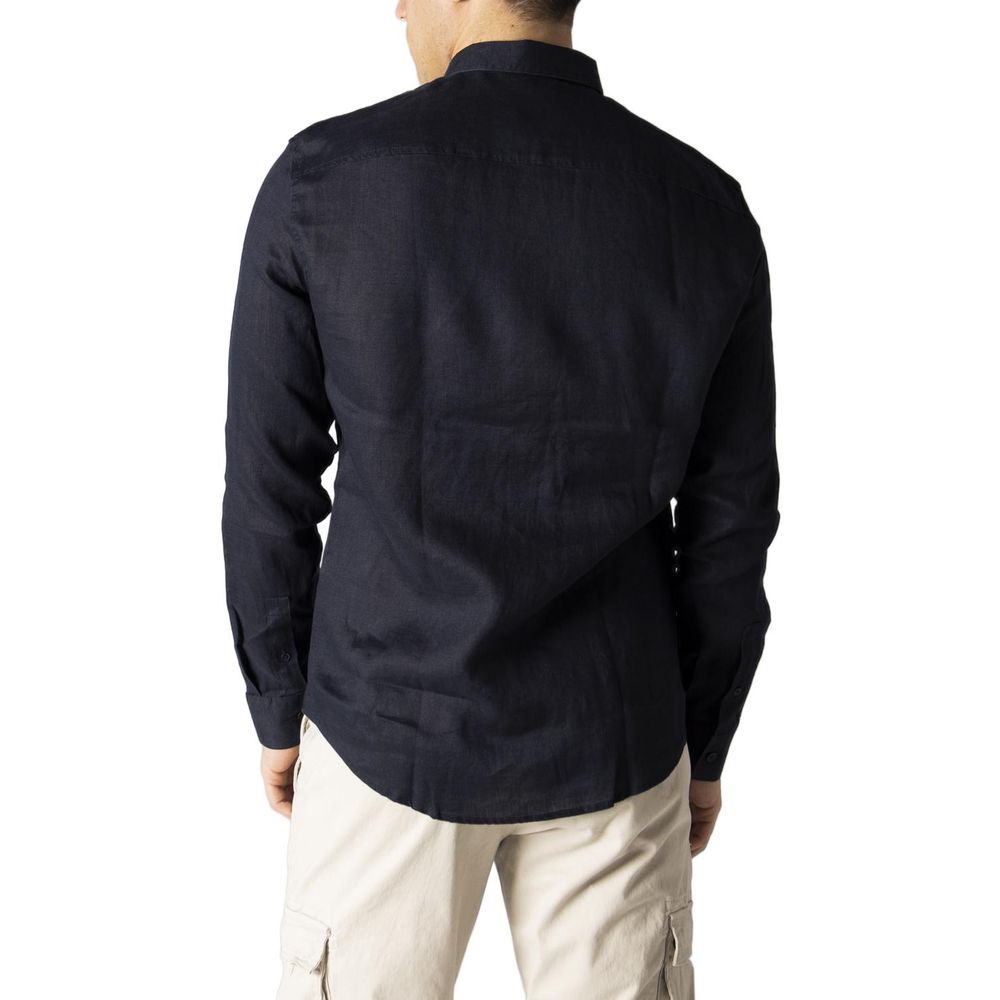 Armani Exchange – Blaues Leinenhemd