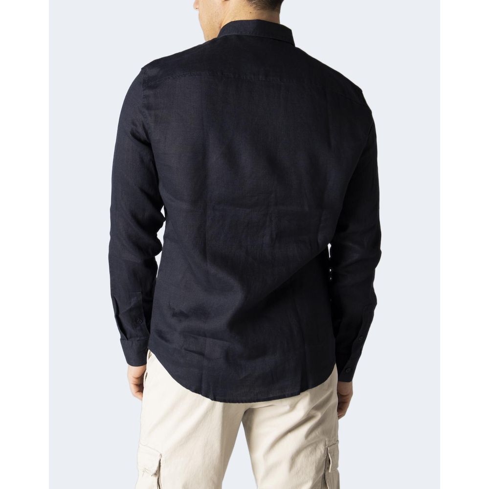 Armani Exchange – Blaues Leinenhemd