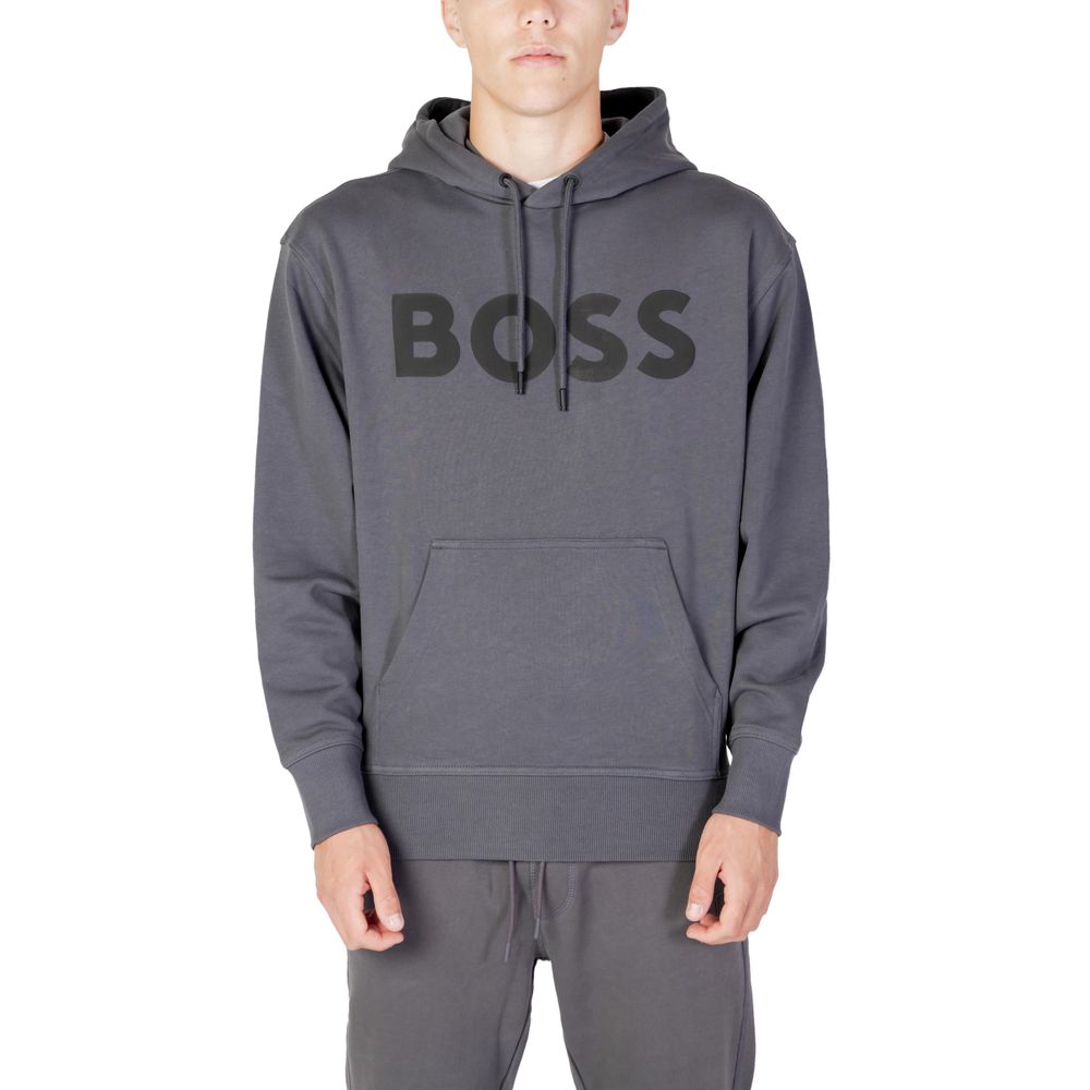 Pulover Hugo Boss gri din bumbac