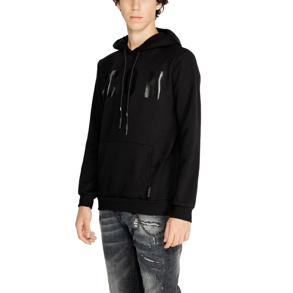 Schwarzer Baumwollpullover mit Symbol