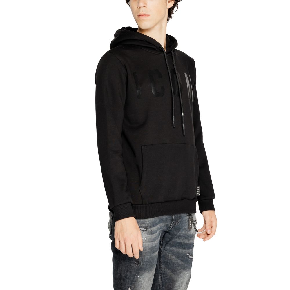 Schwarzer Baumwollpullover mit Symbol