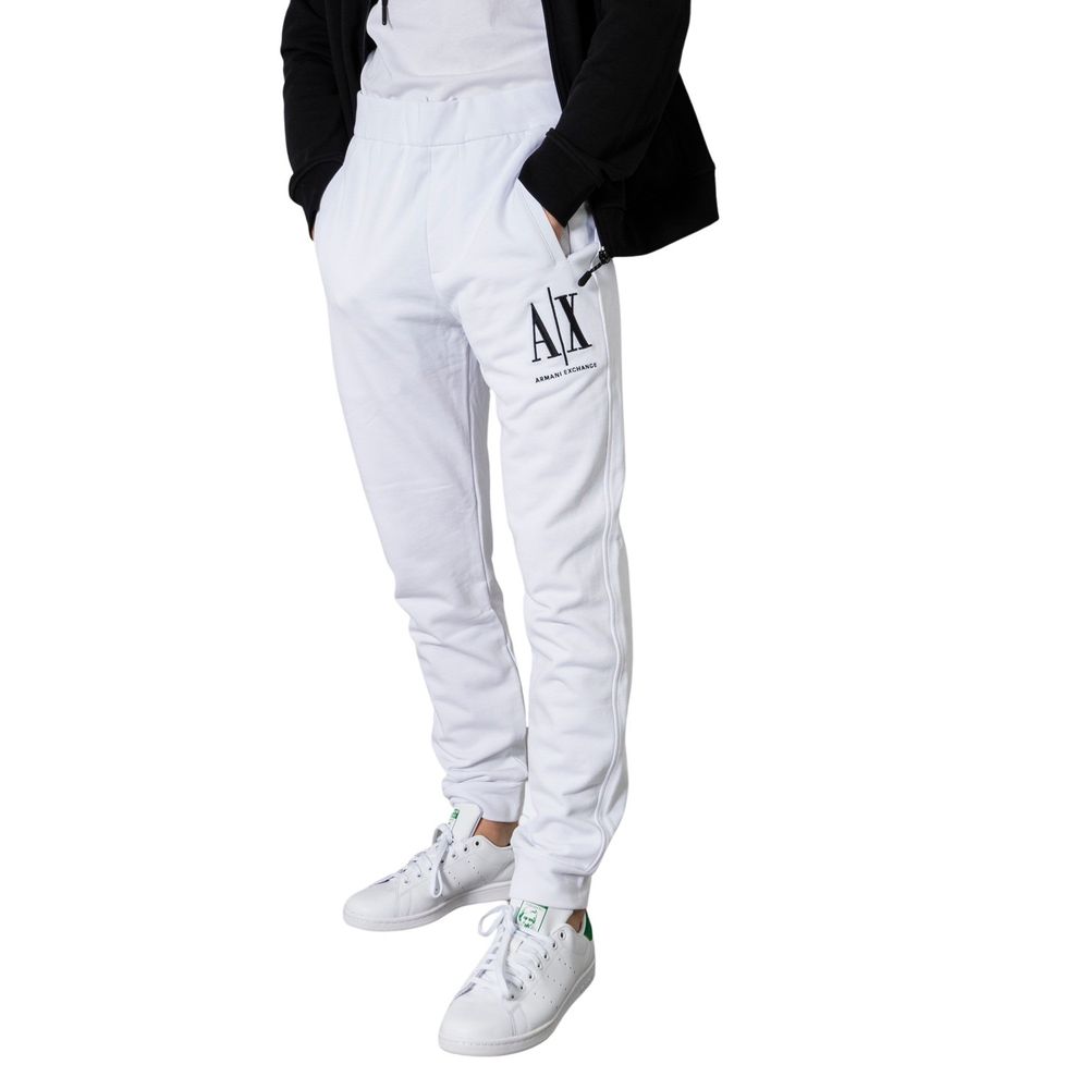 Blugi și pantaloni din bumbac alb Armani Exchange