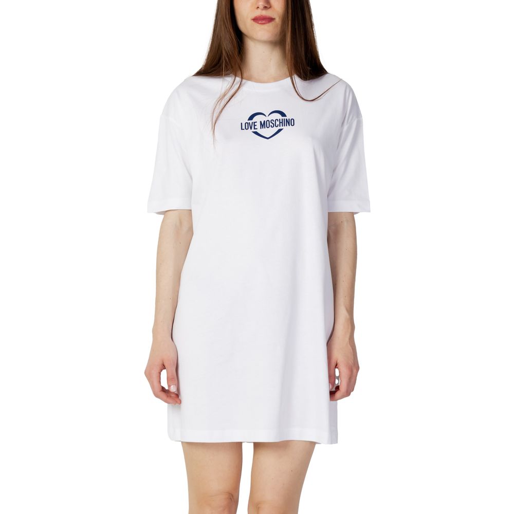 Rochie albă din bumbac Love Moschino