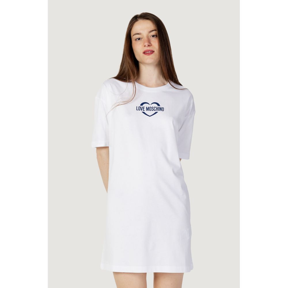 Rochie albă din bumbac Love Moschino
