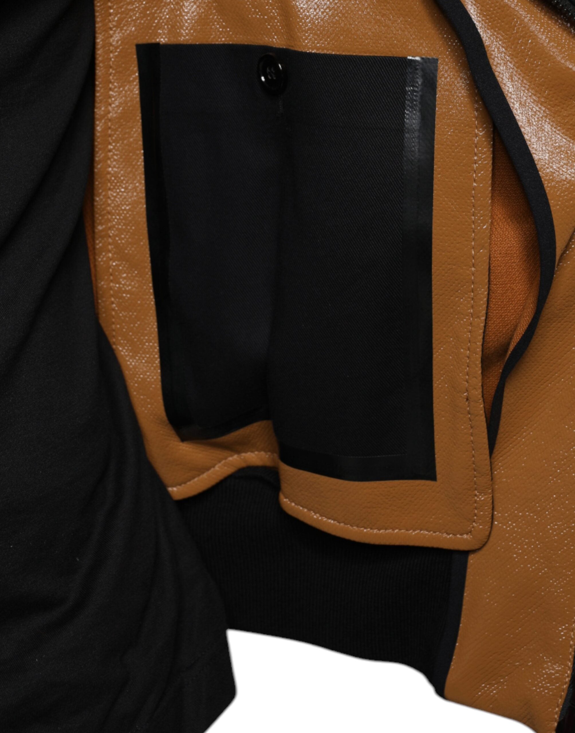 Dolce &amp; Gabbana Jachetă bomber din piele maro cu fermoar complet pentru bărbați