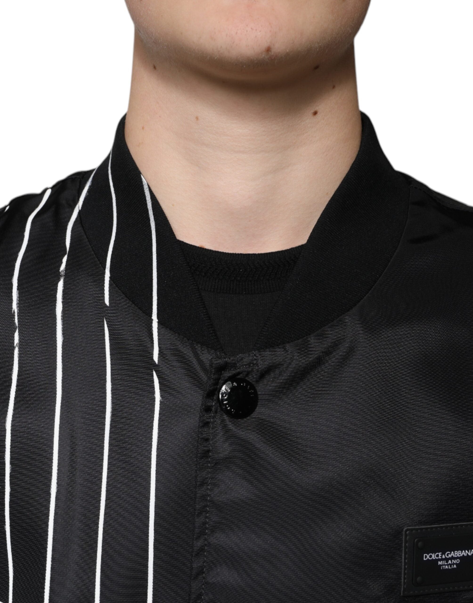 Jachetă bomber din nailon cu dungi negre cu buline Dolce &amp; Gabbana
