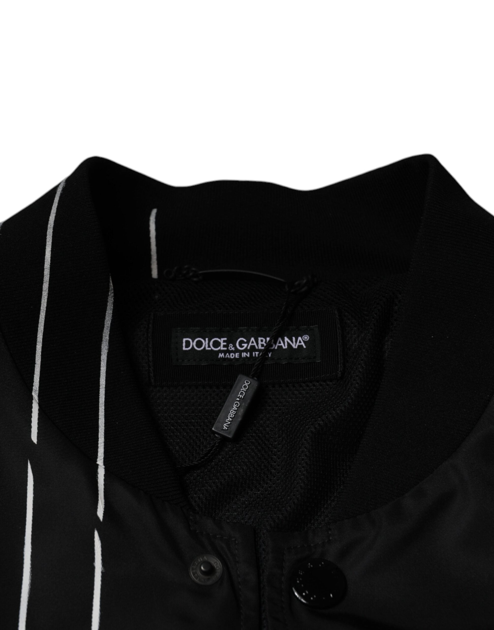 Jachetă bomber din nailon cu dungi negre cu buline Dolce &amp; Gabbana