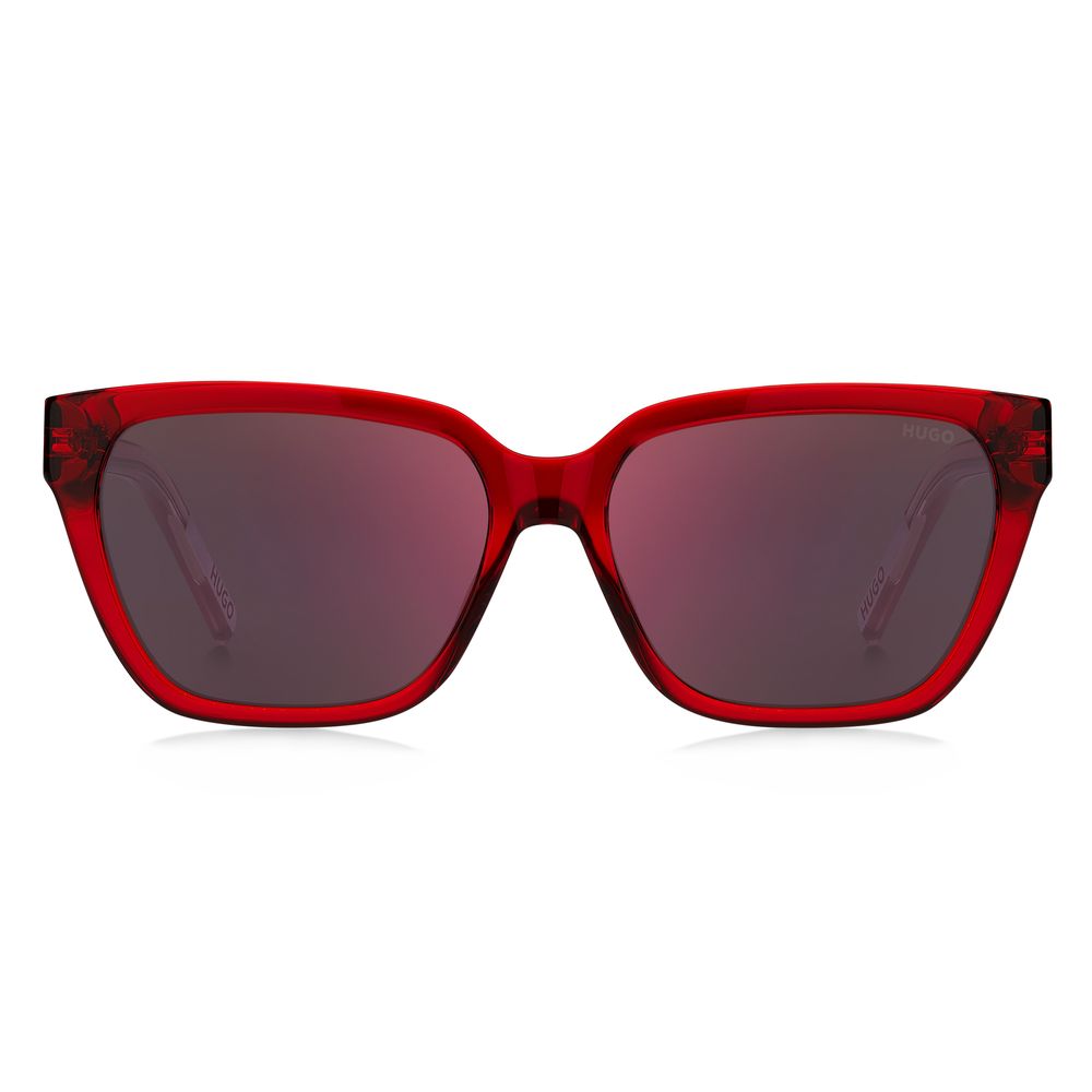 Hugo Boss – Rote Sonnenbrille aus Kalbshaar