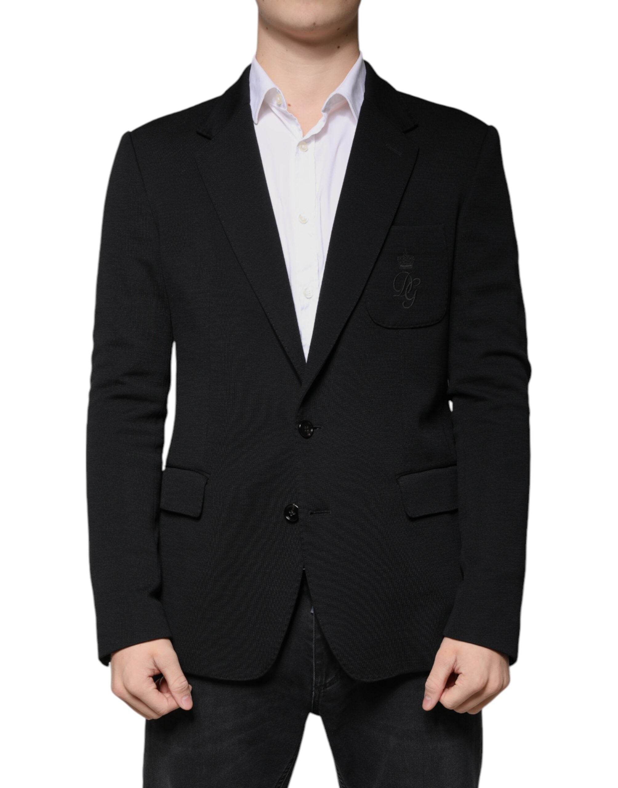 Dolce &amp; Gabbana – Einreihiger, formeller Blazer aus schwarzer Wolle
