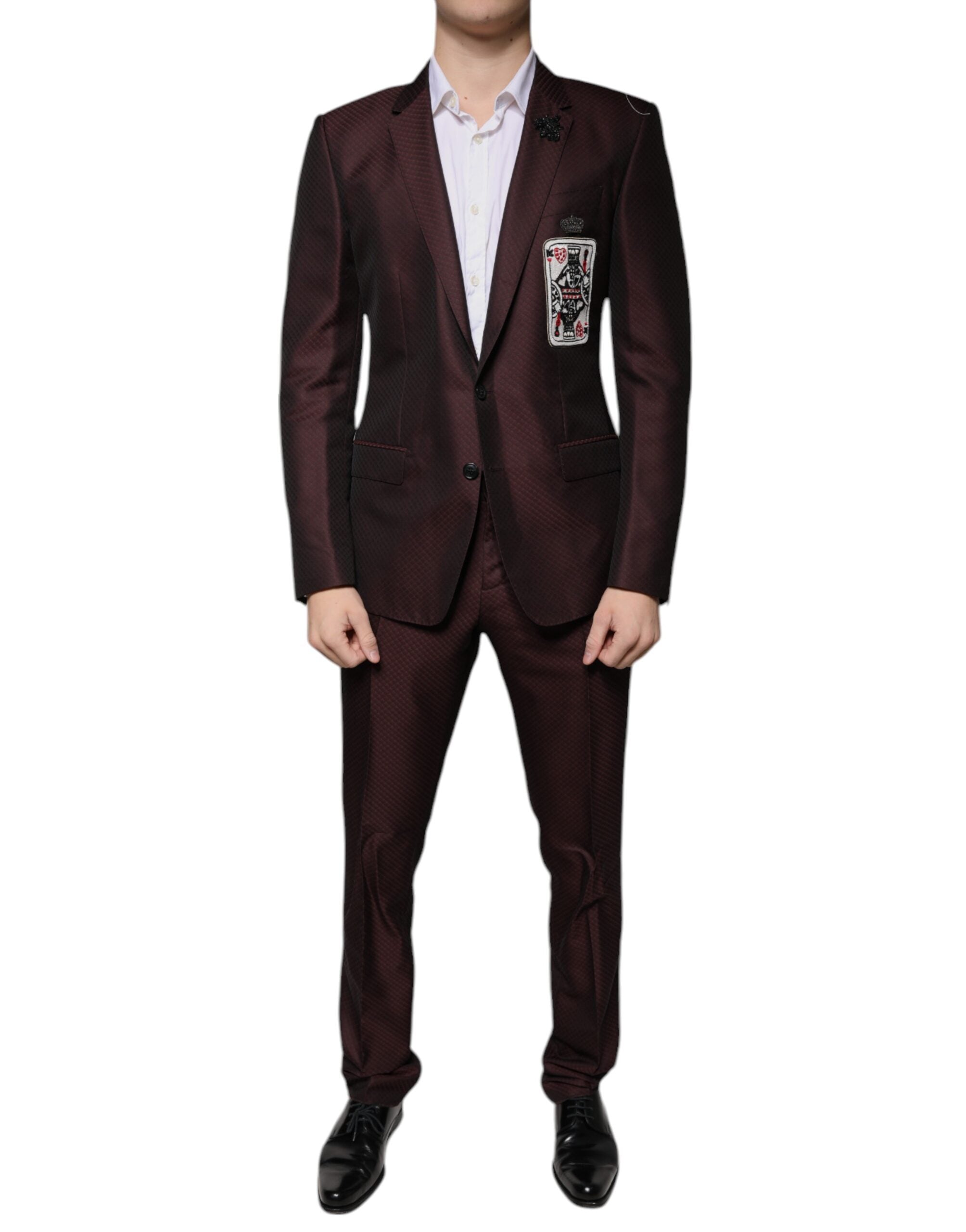 Dolce &amp; Gabbana – Kastanienbrauner, zweiteiliger Anzug mit Kartenkrone