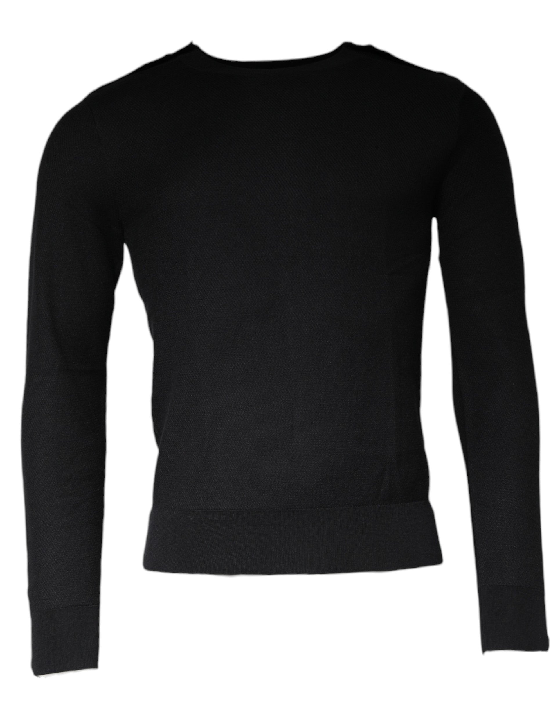 Pulover Dolce &amp; Gabbana negru cu mânecă lungă și guler rotund